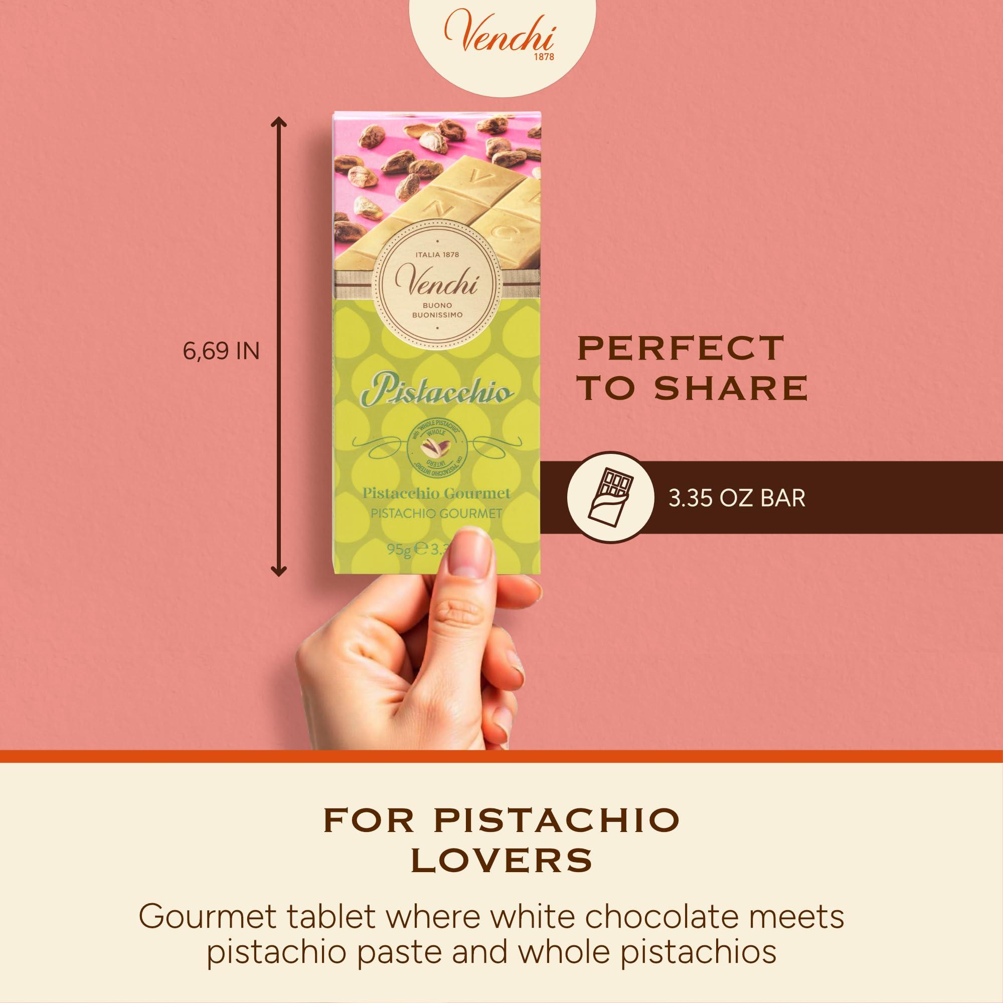 Venchi Venchi - Pistachio Gourmet Chocolate Bar - White Chocolate and Pistachio Paste Cream Bar, 3.53 oz - Gluten Free