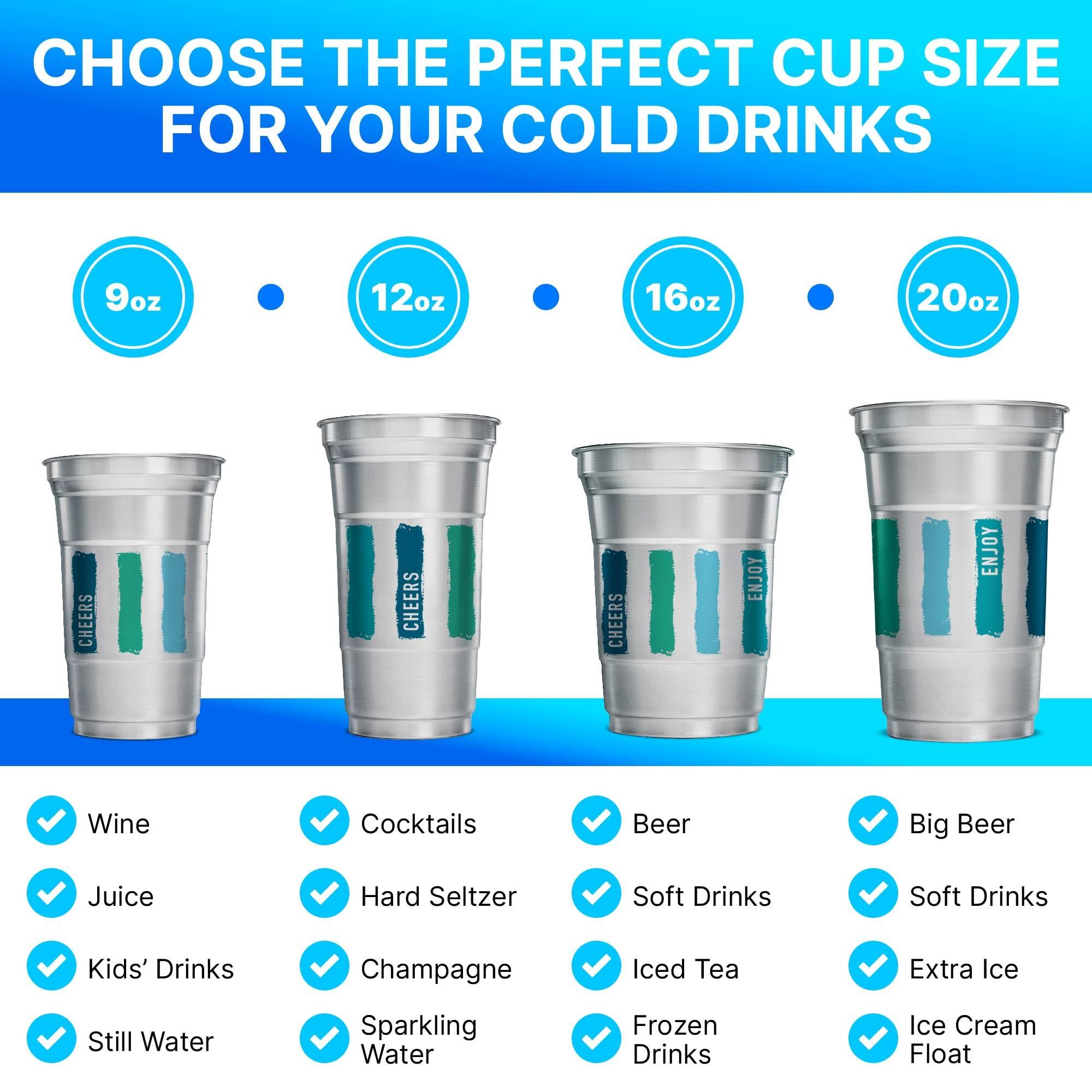 Ball Aluminum Cup Ball Aluminum Cup Recyclable Party Cups, Wholesale Bulk Pack, Everyday Logo, 16 oz Cup, 600 Cups Per Pack