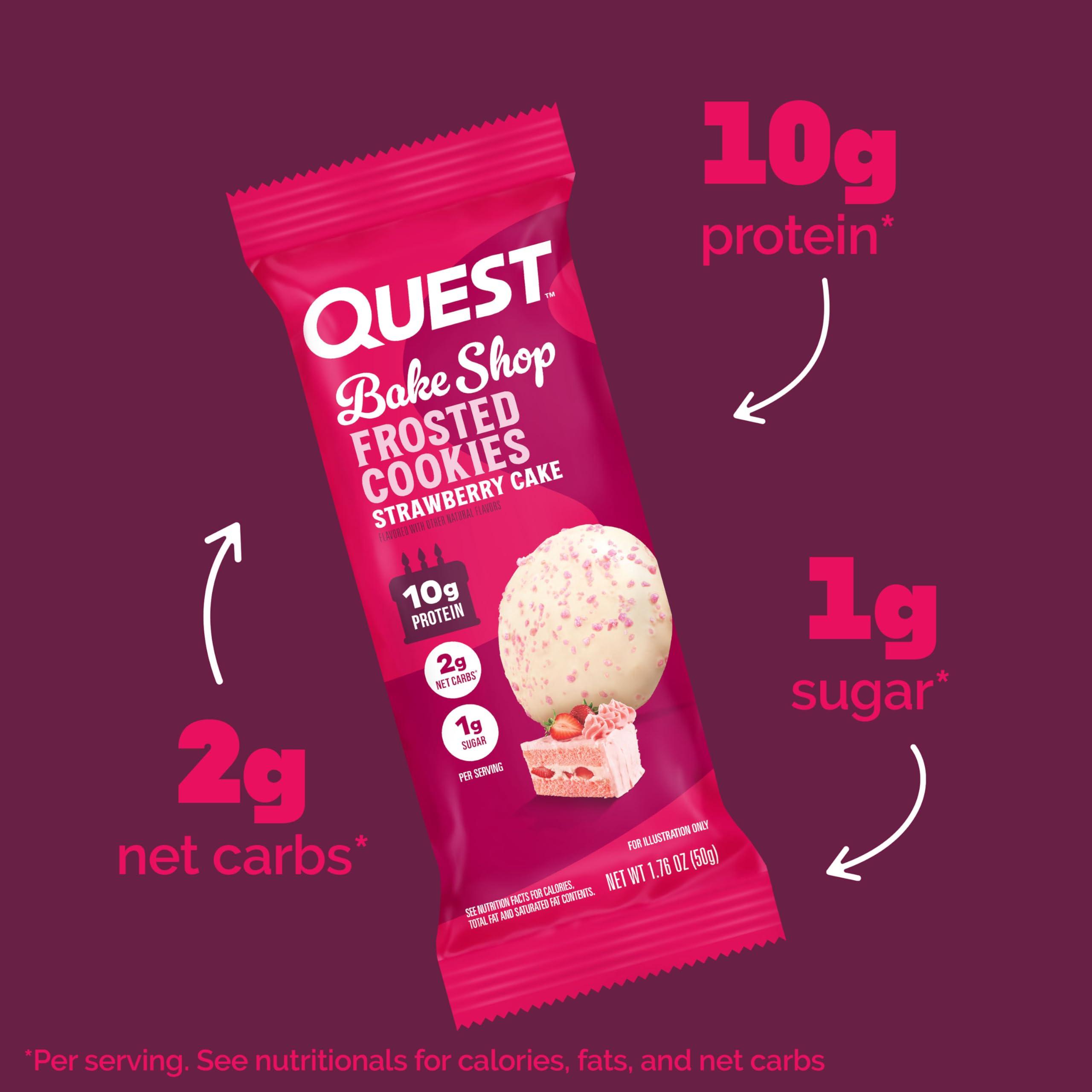 Quest Nutrition Quest Nutrition Frosted Cookies Twin Pack, Strawberry Cake, 1g Sugar, 10g Protein, 2g Net Carbs, Gluten Free, 16 Cookies