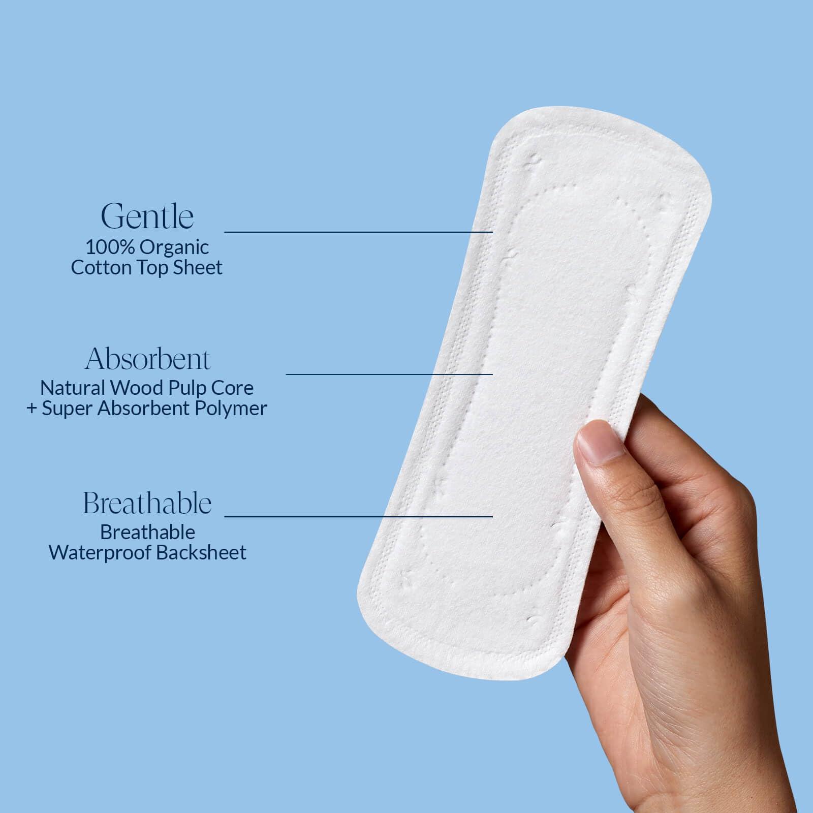 RPE Life 100% Organic Long Panty Liners for Women Long, Ultra Thin Cotton Cover, Long Pantiliners, Light Absorbency, Unscented Barely There Pantie Liners, Individually Wrapped (Long Liner, Size 2, 96ct)