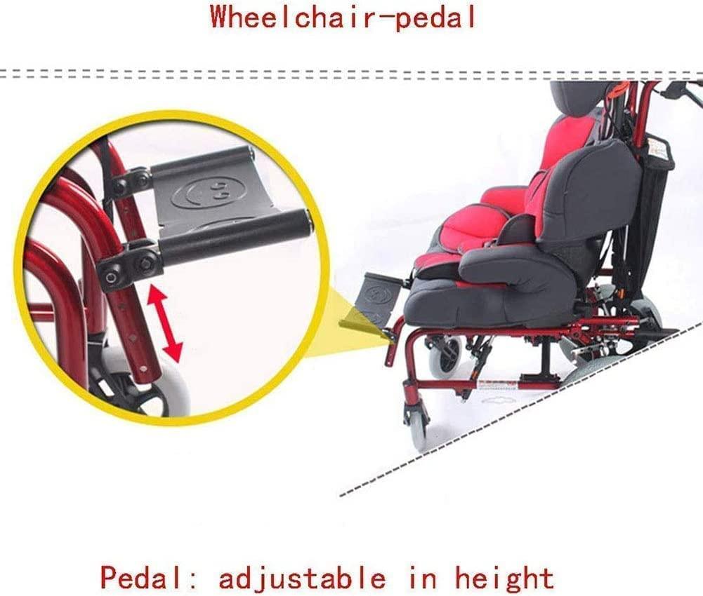 Aimery Aimery Foldable Full Recline Child Wheelchair, Cerebral Palsy Childrens Manual Wheelchair with High Backrest, with Dining Table Medical WheelchairPortable ultra-light hand-push mobility scooter