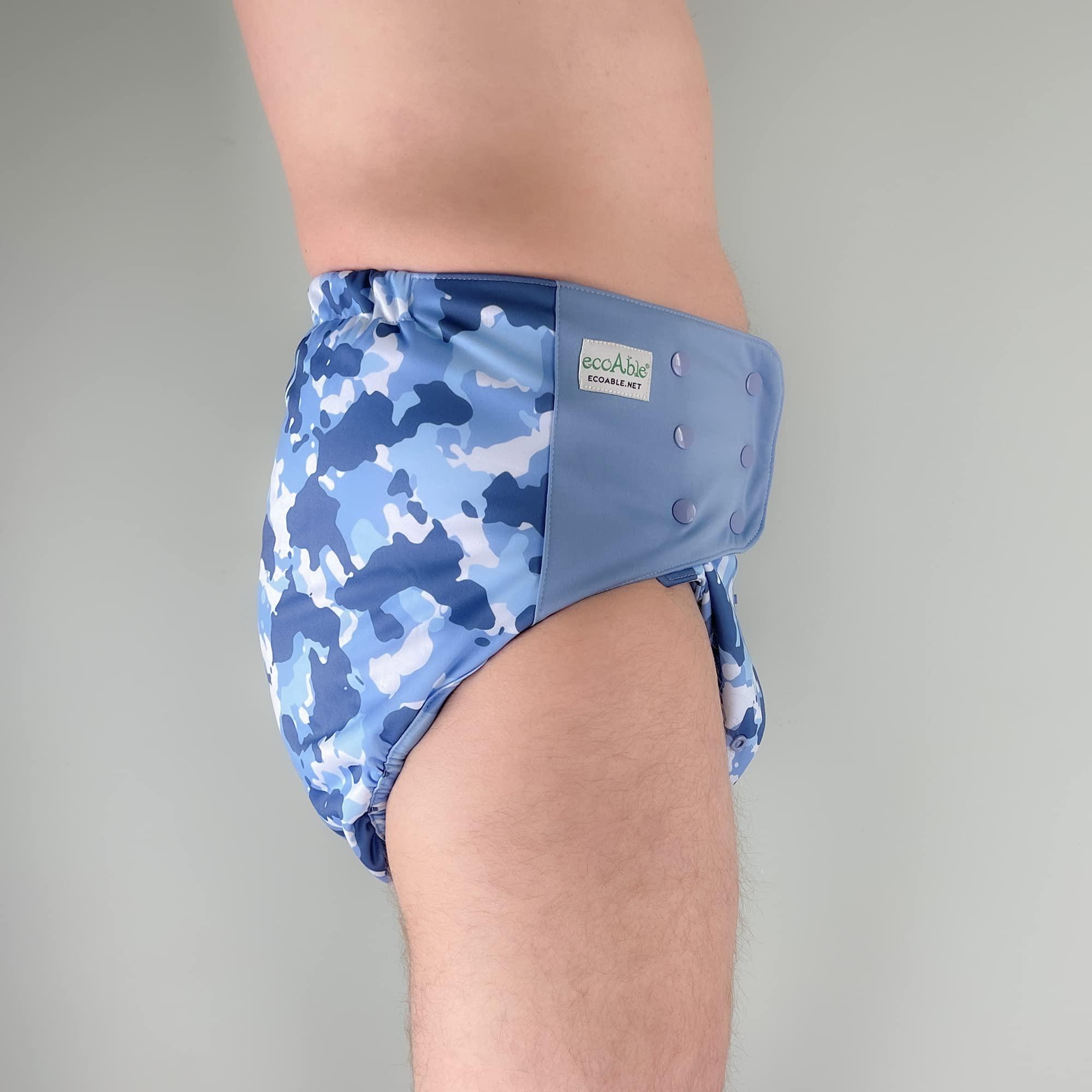 Ecoable Adult\'s Cloth Diaper Cover 2.0 - Incontinence Protective Briefs with Insert and Prefold for Special Needs Teens, Men and Women (Medium, Deep Red)