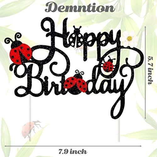 iPartyFun Ladybug Happy Birthday Cake Topper Little Ladybug Party Decoration Ladybug Daisy Cake Topper for Ladybug Theme Birthday Party Baby Shower Supplies