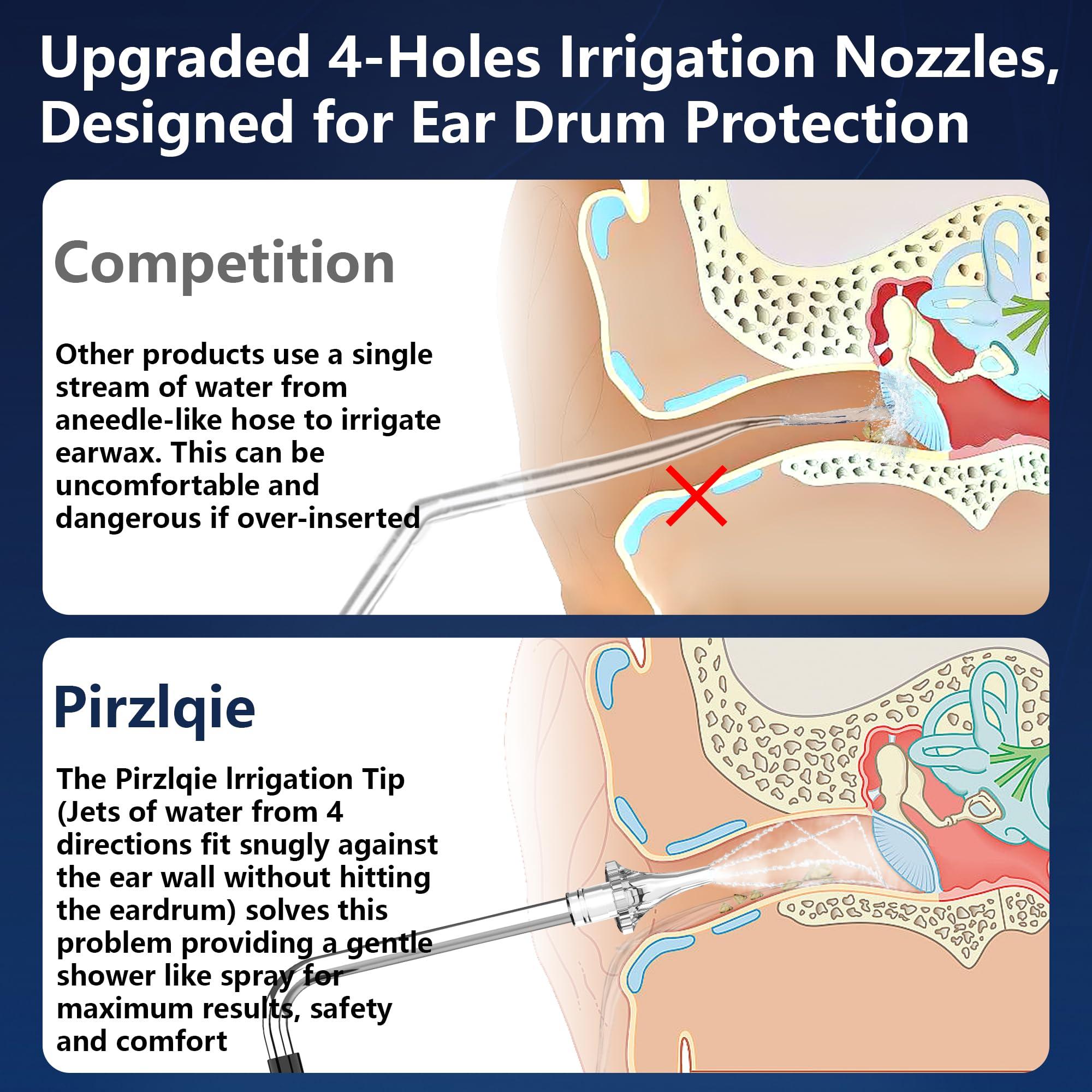 pirzlqie Ear Wax Removal, Electric Ear Irrigation Flushing System, Portable Water Powered Ear Cleaning Kit with 4 Pressure Modes, Ear Cleaner Tool with Basin, Resuable Tips for Adults and Kids, Black