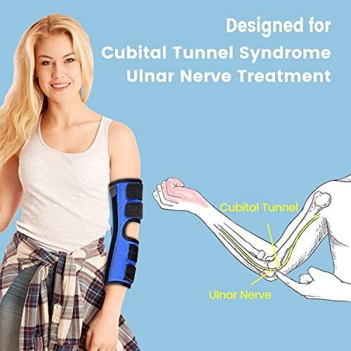 Sylong Elbow Brace, Night and Day Splint for Ulnar Nerve Entrapment for Left and Right, Cubital Tunnel Syndrome Physical Therapy and Recovery, Arm Immobilizer for Sleep and Work, for Woman, Man - L/XL