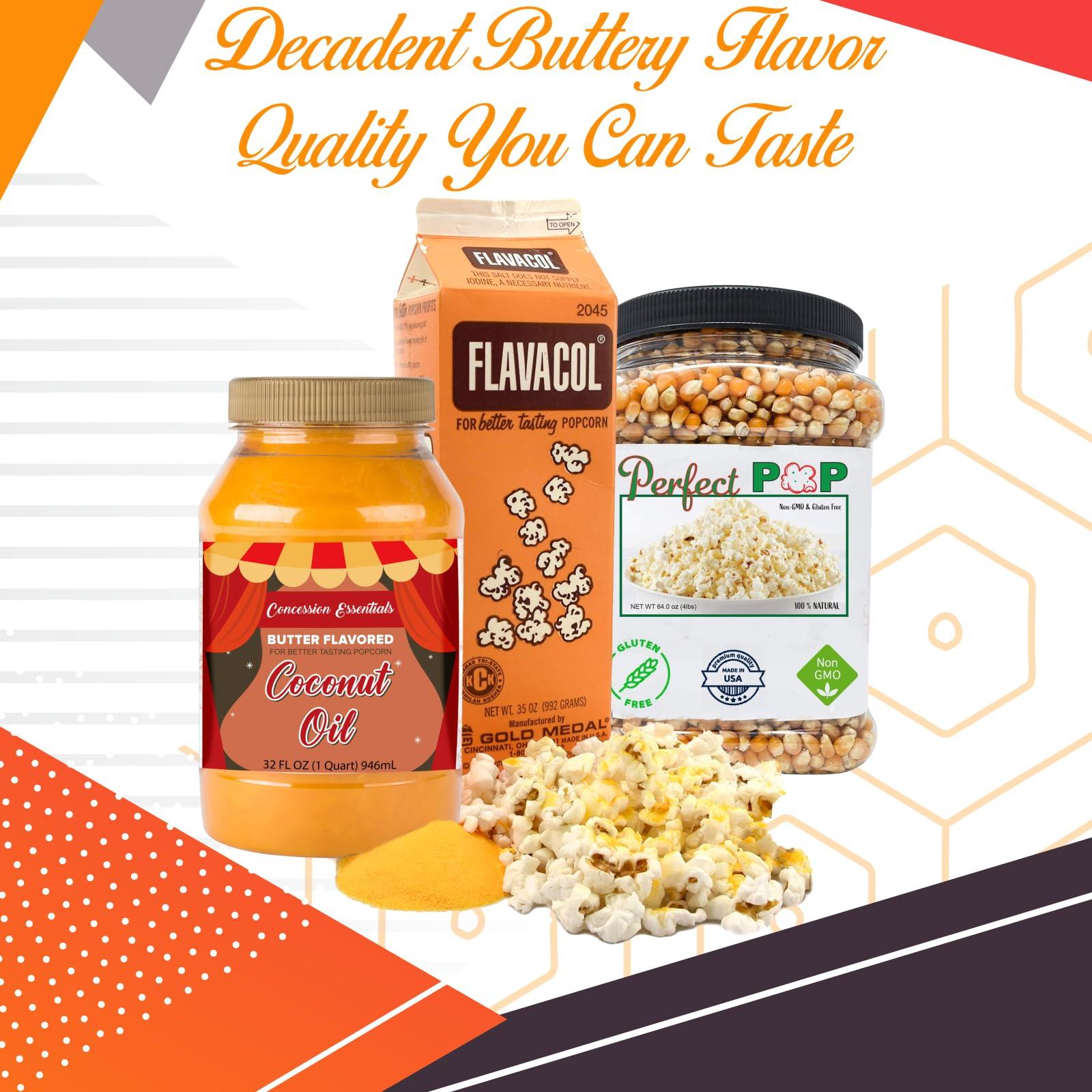 Perfectware Perfectware Popcorn Kit- (Includes 35oz Popcorn Season Salt, 4lbs Yellow Kernels, and 32oz Butter Flavored Coconut Oil, Plain,PW-Popcorn Kit-3