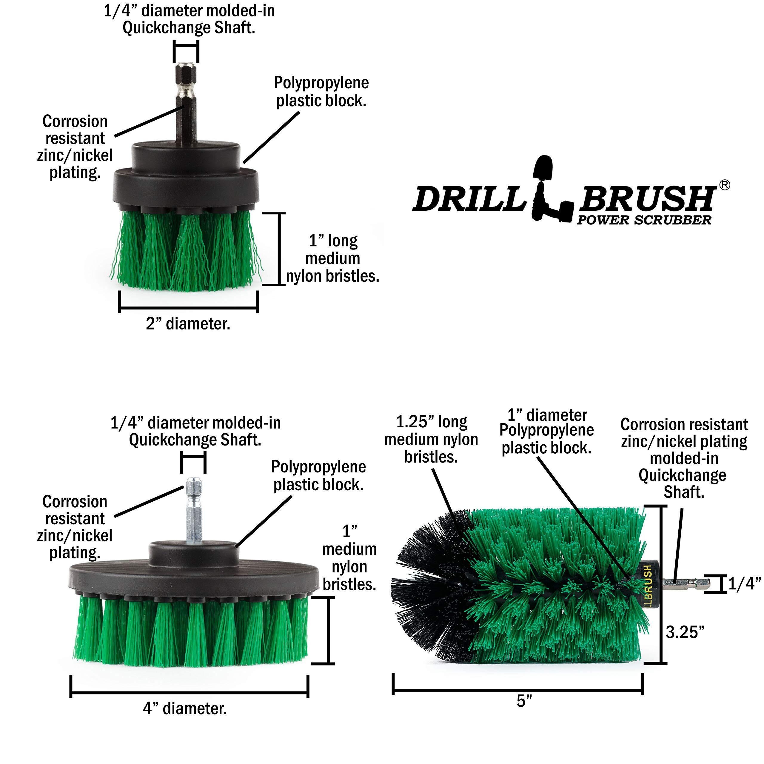Drill Brush Power Scrubber by Useful Products 7 Piece Drillbrush Bundle - Kitchen Cleaning Brush Drill Attachments - Pool Cleaning Brush - Extension Attachment for Drill - Aquarium Cleaning - Oven Cleaner - Tile - Grout