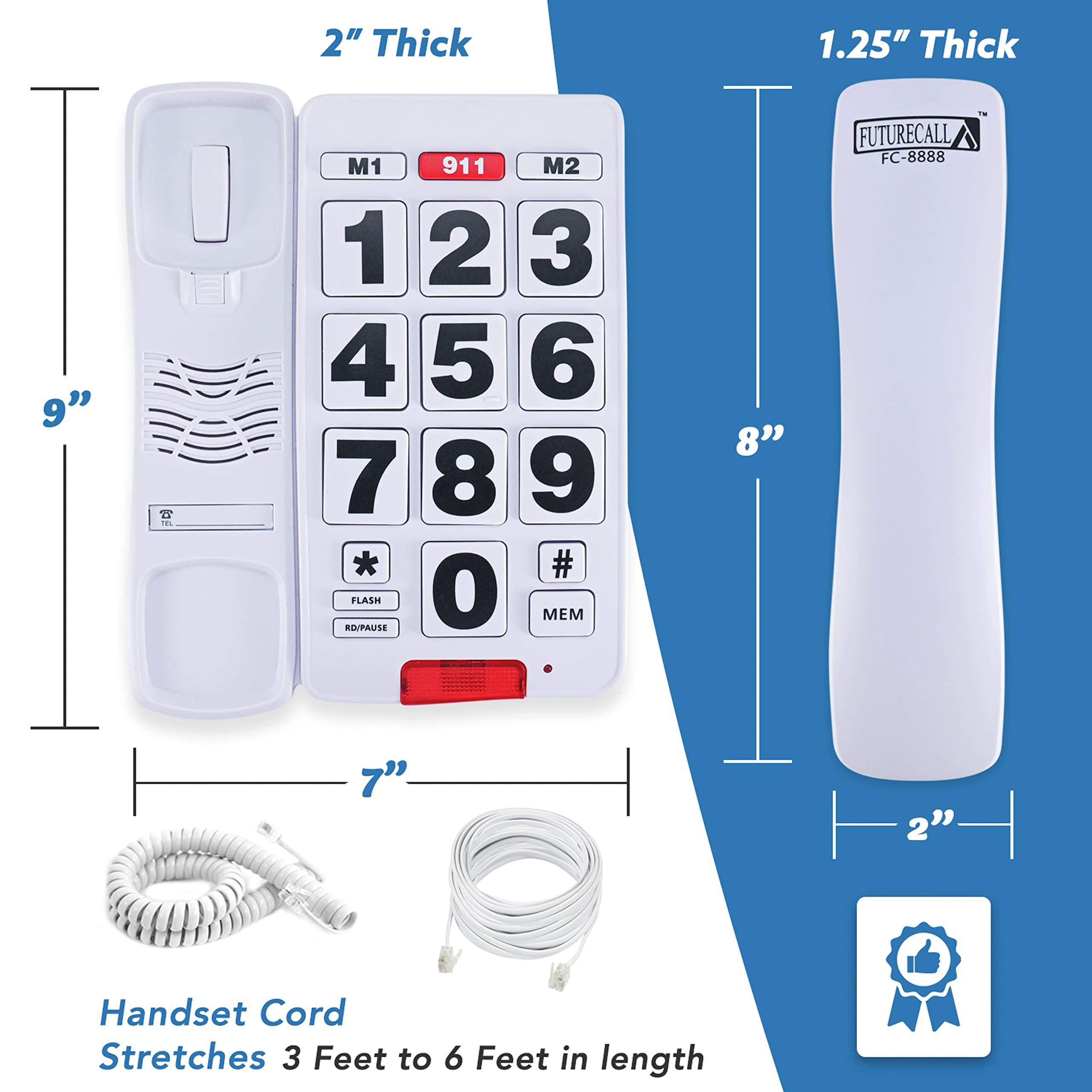 Future Call Future Call FC-8888 Big Button Phone for Seniors | Large Button Phones for Seniors | Phone for Visually Impaired and Telephones for Hearing Impaired | 40db Handset | Best Landline Phones for Seniors