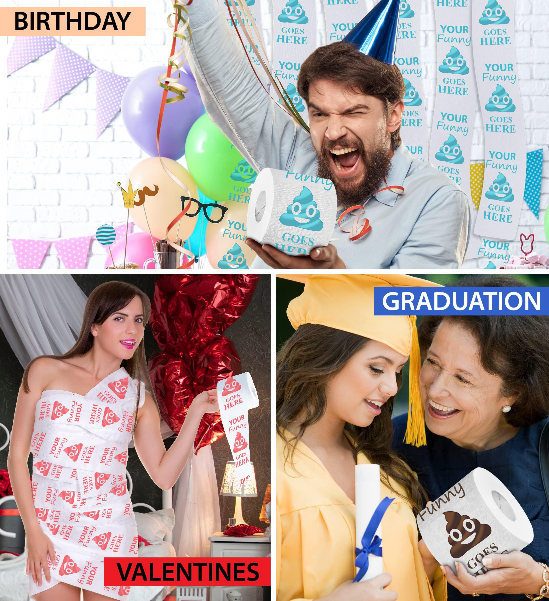 Printed TP Printed TP Custom Personalized Printed Toilet Paper Gag Gift Set - Funny Toilet Paper Roll for Special Event, Prank, Surprise, Novelty Gift, Entire Roll - Customize With Photo, Text, Artwork - 2 Pack