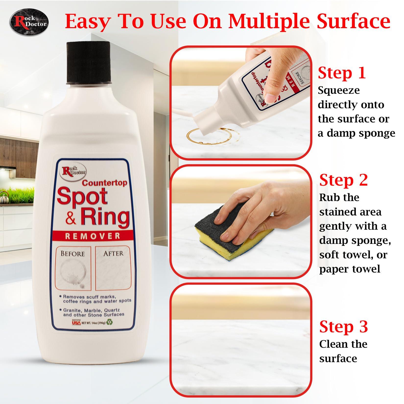 Rock Doctor Rock Doctor Spot & Ring Remover, Works on Granite, Marble, Countertop & Quartz, Hard Water Mark & Spot Remover, Remove Coffee & Scuff Mark, 14 oz. Pack of 1