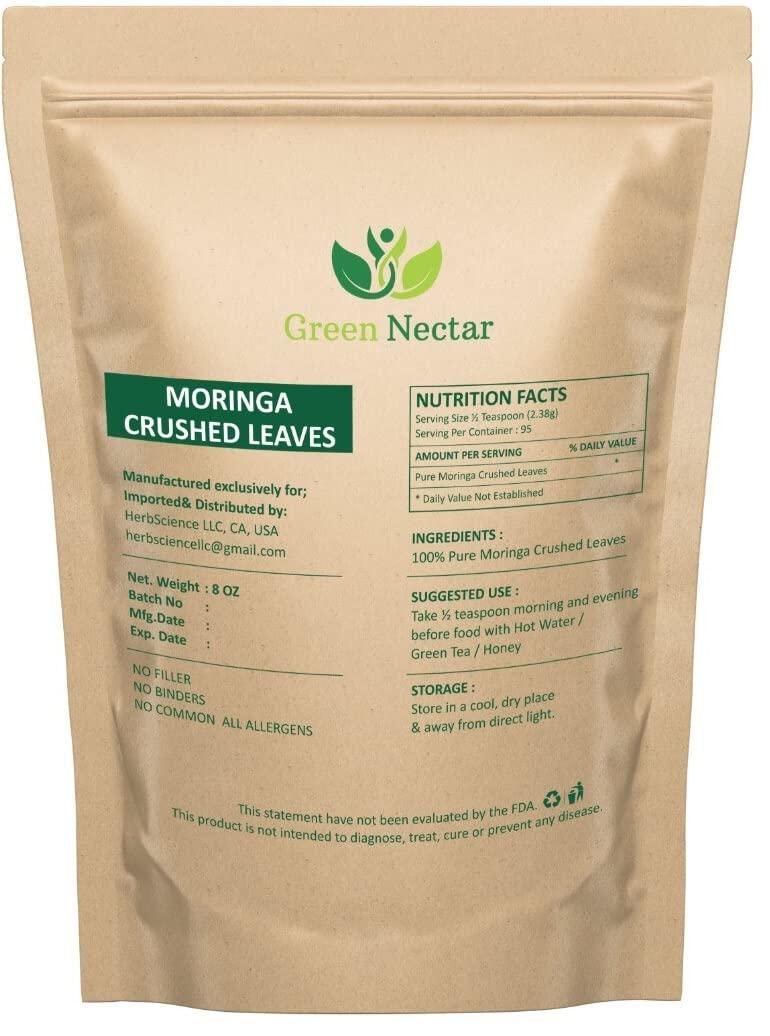 NineLife Basics Moringa Tea Cut Leaves 8 Ounces(0.5 lb), Rich Source of Antioxidants - Green Nectar (2 Pack - 16 Ounces)