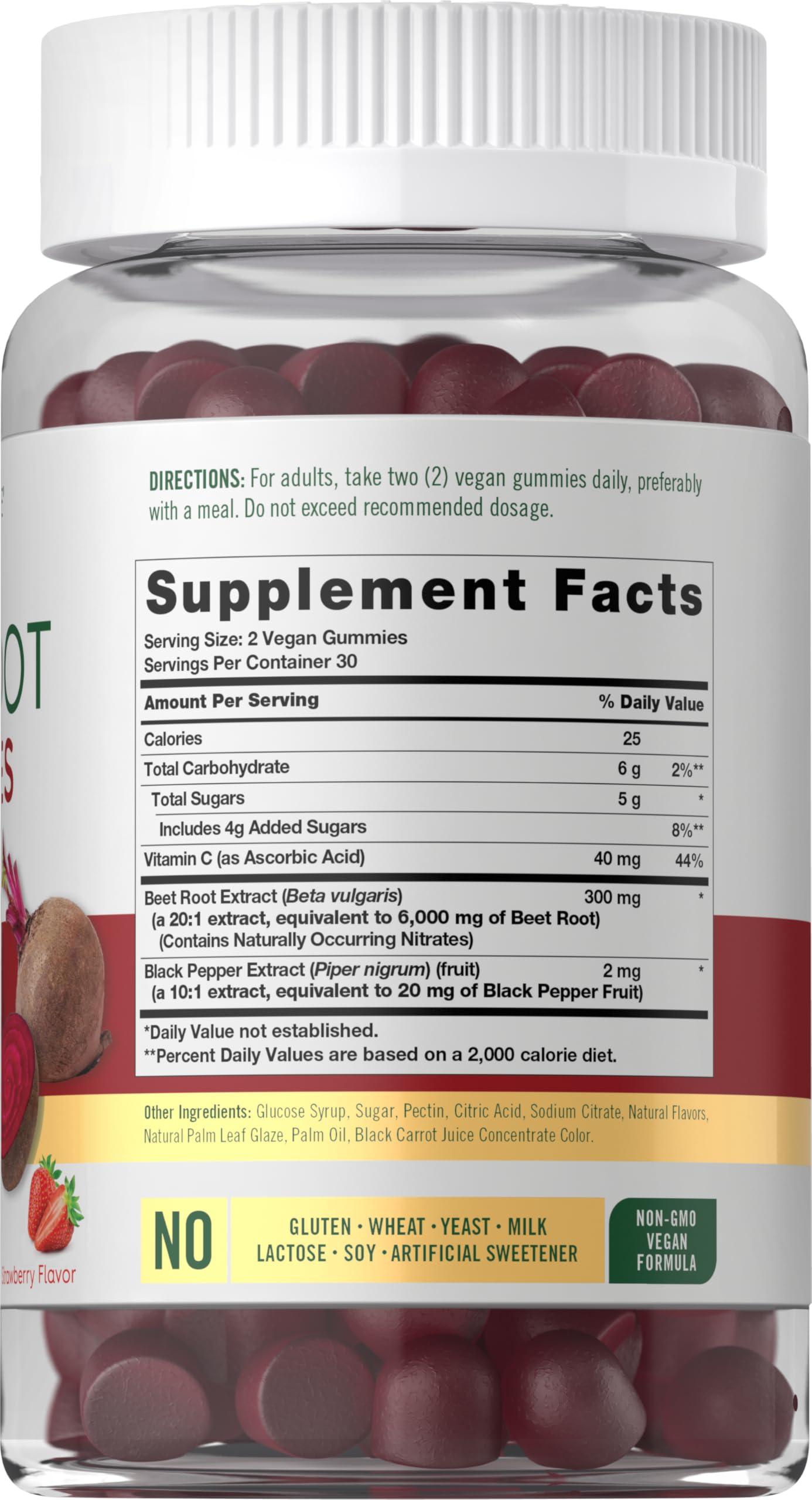 Carlyle Carlyle Beet Root Gummies | 60 Count | Vegan Strawberry Flavored Chewable Supplement | Non-GMO, Gluten Free