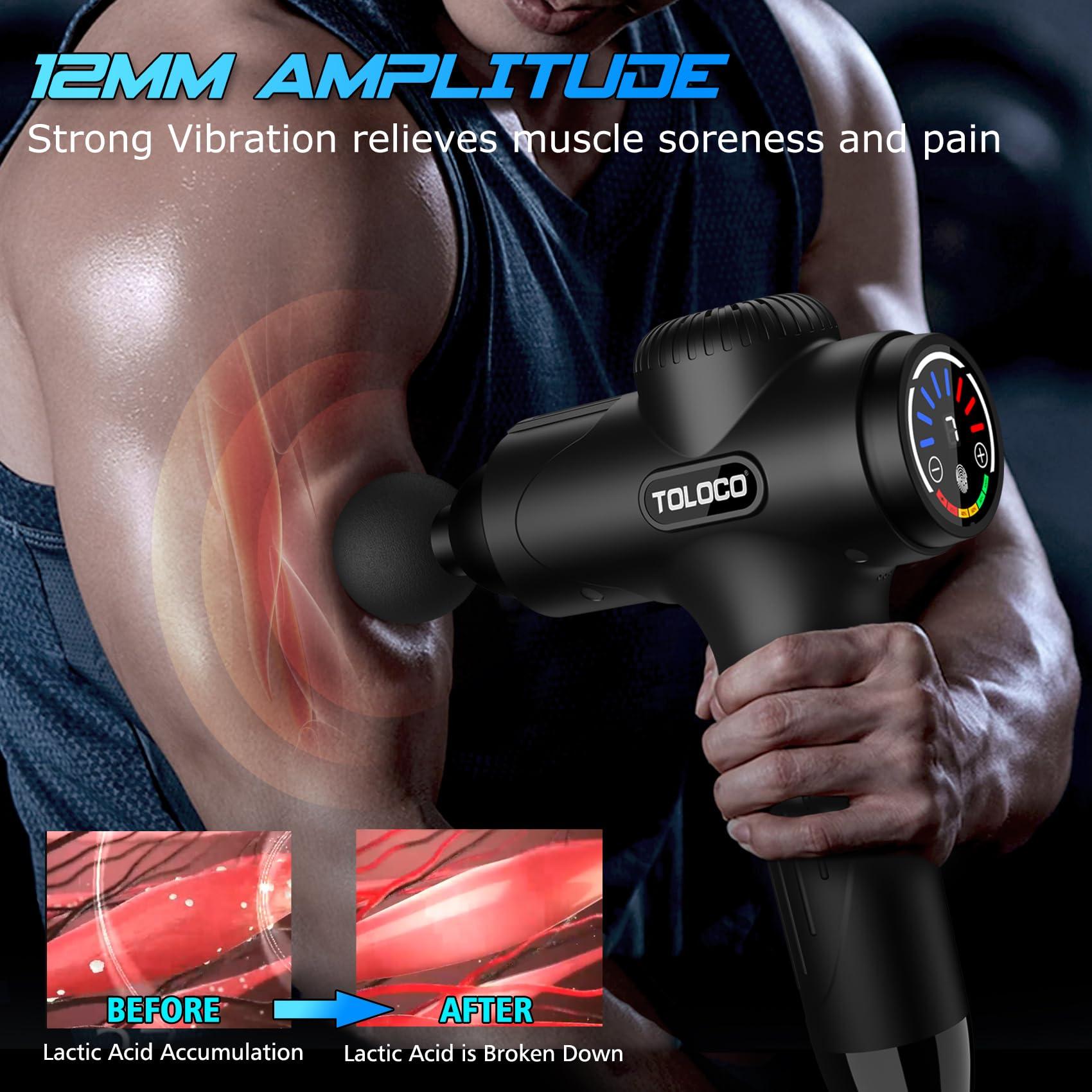 TOLOCO TOLOCO Massage Gun, Massage Gun Deep Tissue, Percussion Massage Gun with 10 Replacement Heads, Super Quiet Portable Electric Massager for Athletes, Relax, Black