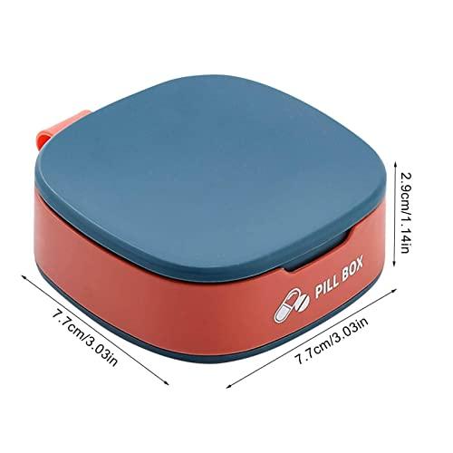 Meeybeey Small Pill Box, 4 Compartment Travel Pill Organizer Moisture-Proof Small Pill Box Pocket Wallet Daily Pill Box Portable Medicine Vitamin Holder Container (Blue)