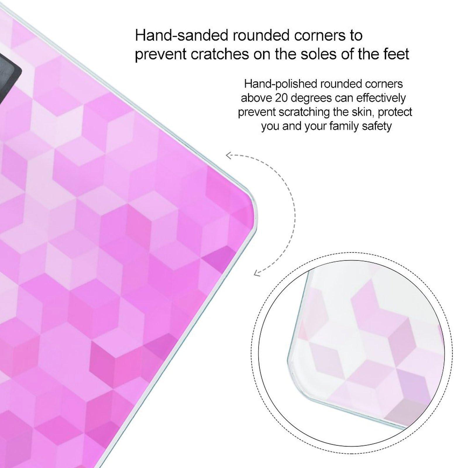 XKAWPC Pink Diamond Pattern Digital Scale for Body Weight Smart Weight Scale Bathroom Body Scale for Home Bedroom
