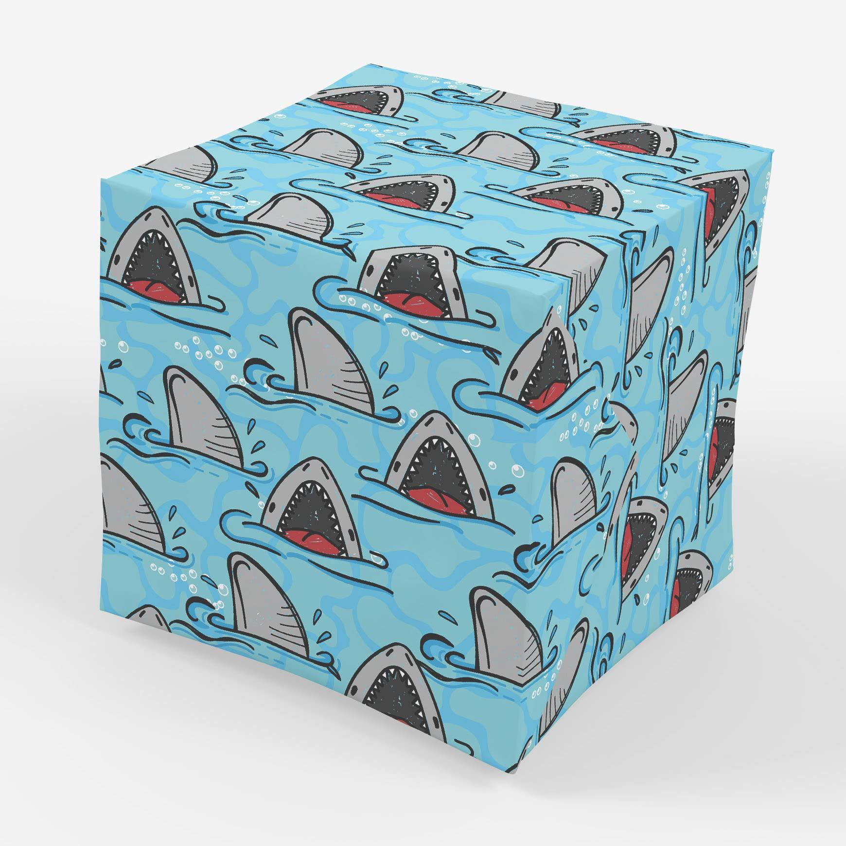 Stesha Party Shark Birthday Party Gift Wrapping Paper - Folded Flat 30 x 20 Inch (3 Sheets)
