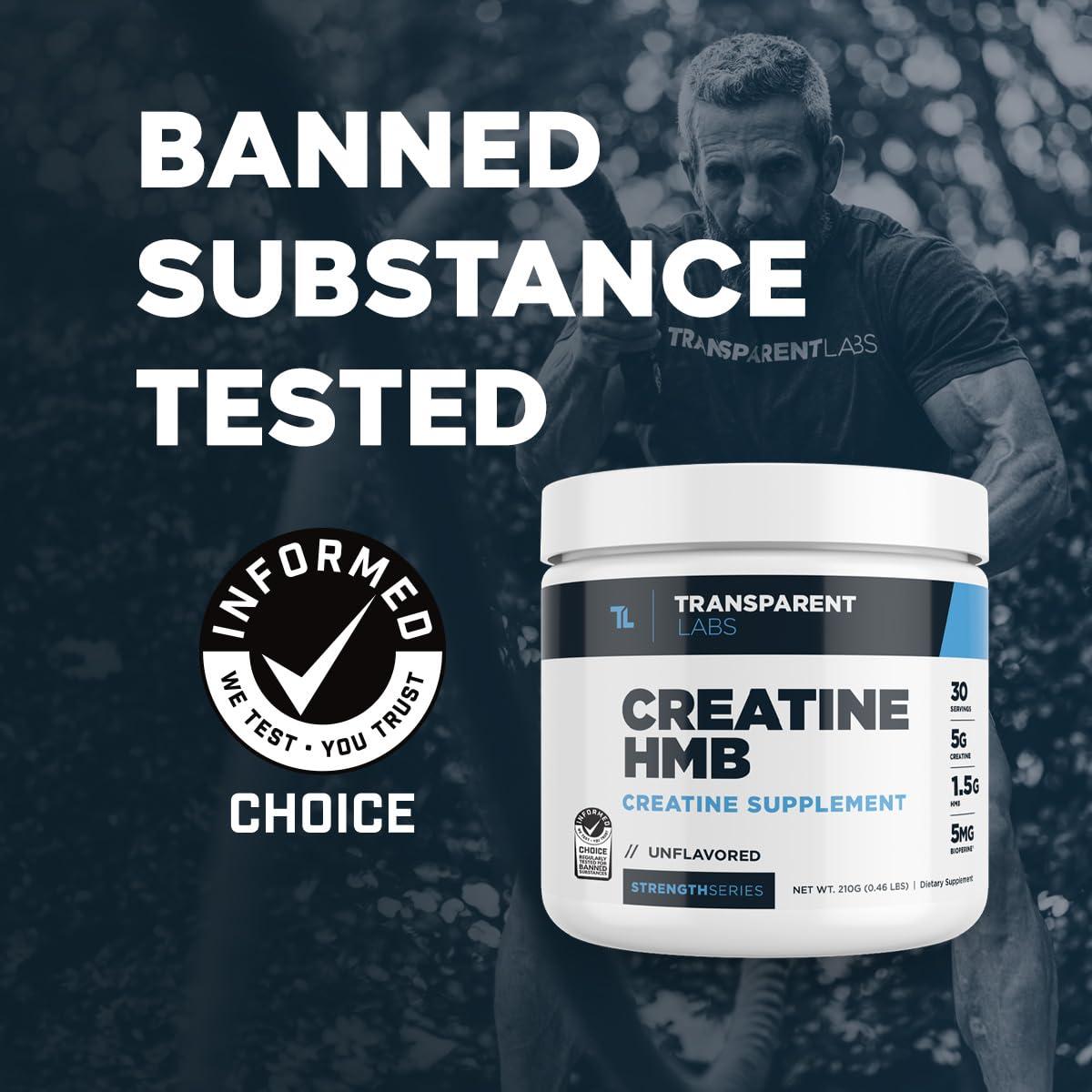 Transparent Labs Transparent Labs Creatine HMB - Creatine Monohydrate Powder with HMB for Muscle Growth, Increased Strength, Enhanced Energy Output, and Improved Athletic Performance - 30 Servings, Hawaiian Splash
