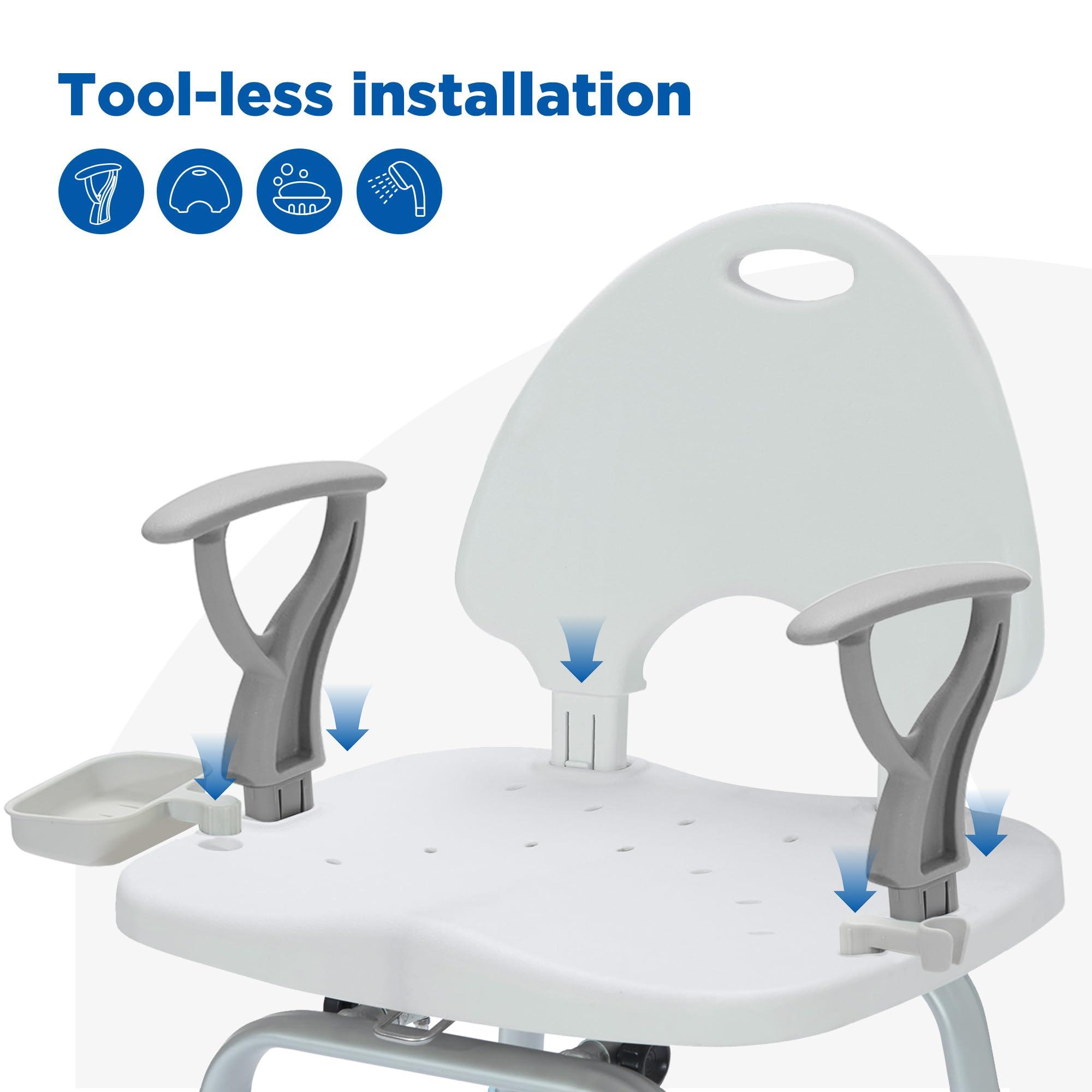 RESTISLAND Restisland Swivel Shower Chair 450 lbs, Heavy Duty Bath Chair with Rotatable Seat for Seniors Handicap and Pregnant Women