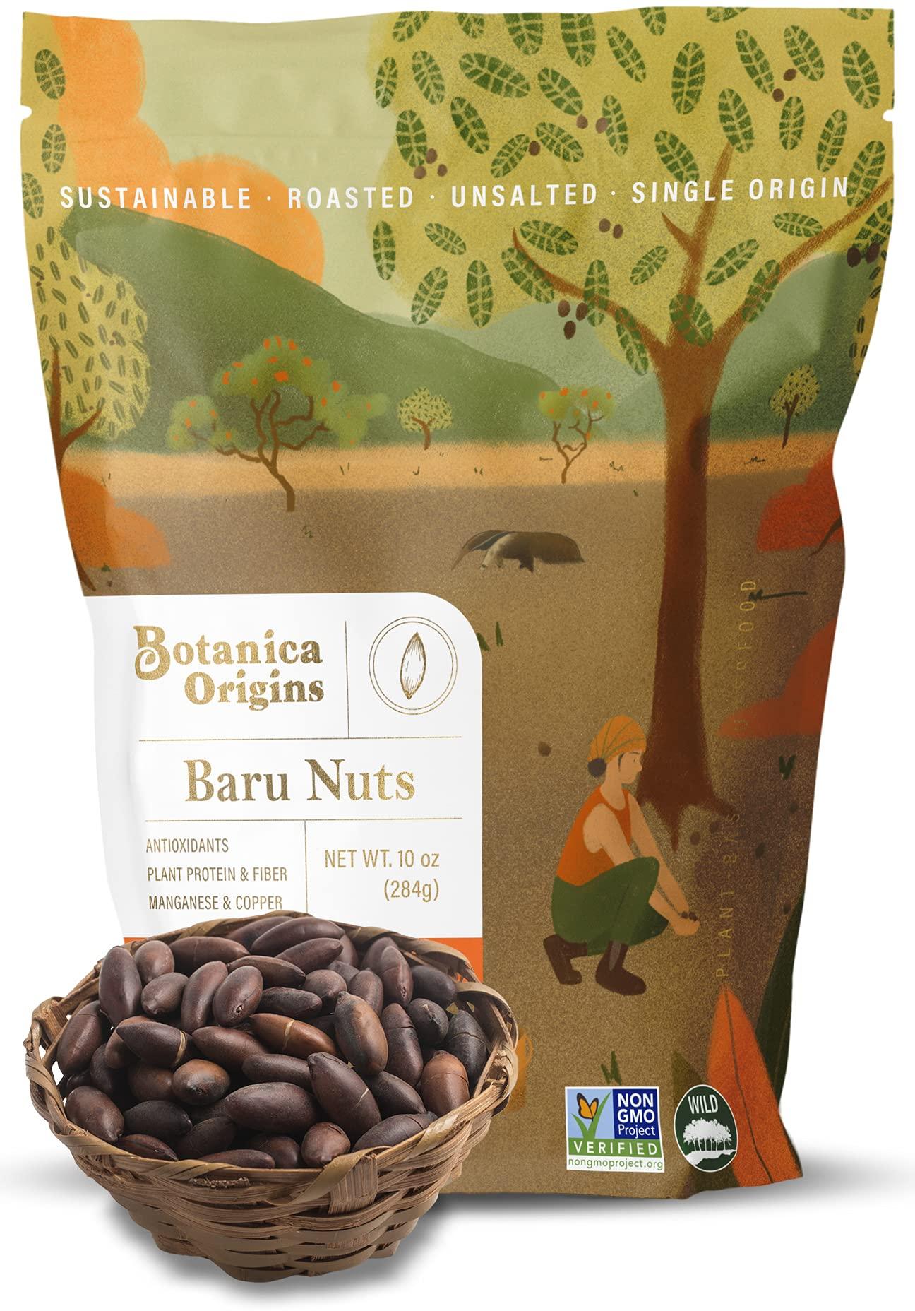 Botanica Origins Botanica Baru Nuts, 10 oz | Roasted | Wild | Unsalted | Non-GMO | Vegan, Keto and Paleo Friendly