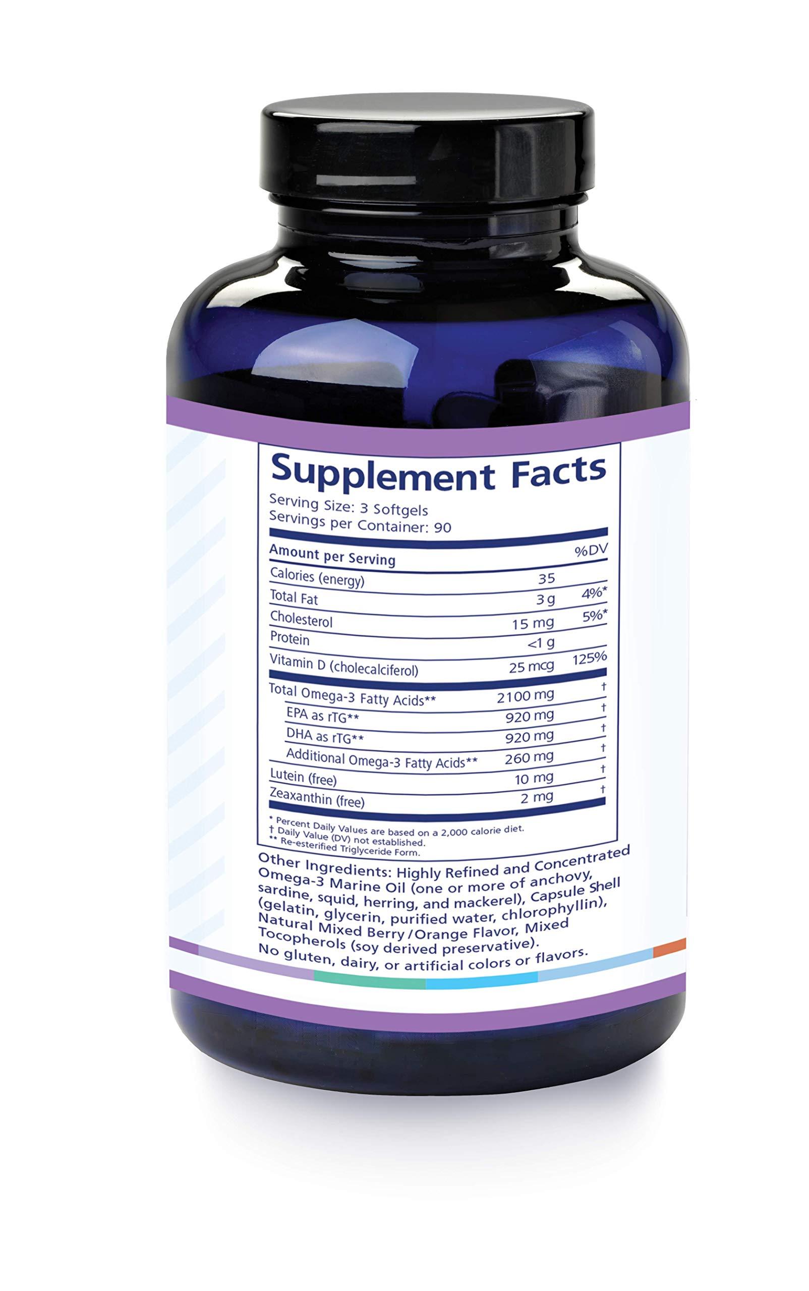 PRN Physician Recommended Nutriceuticals PRN Eye Omega Advantage (Eo3) High DHA Supplement - 1400mg DHA & 400mg EPA in Re-Esterified Triglyceride - Important Nutrients for Macula & Retina Support Eye Vitamins - 3 Month Supply