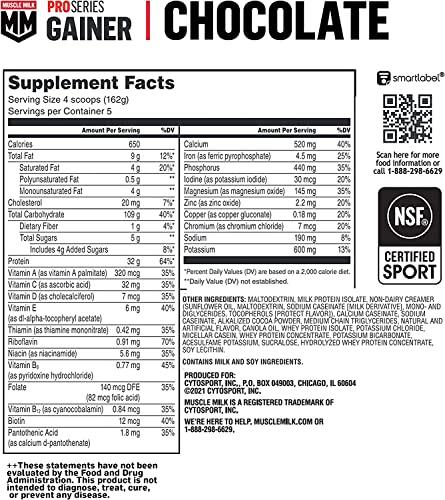 Muscle Milk Muscle Milk Gainer Protein Powder, Chocolate, 32g Protein, 5 Pound