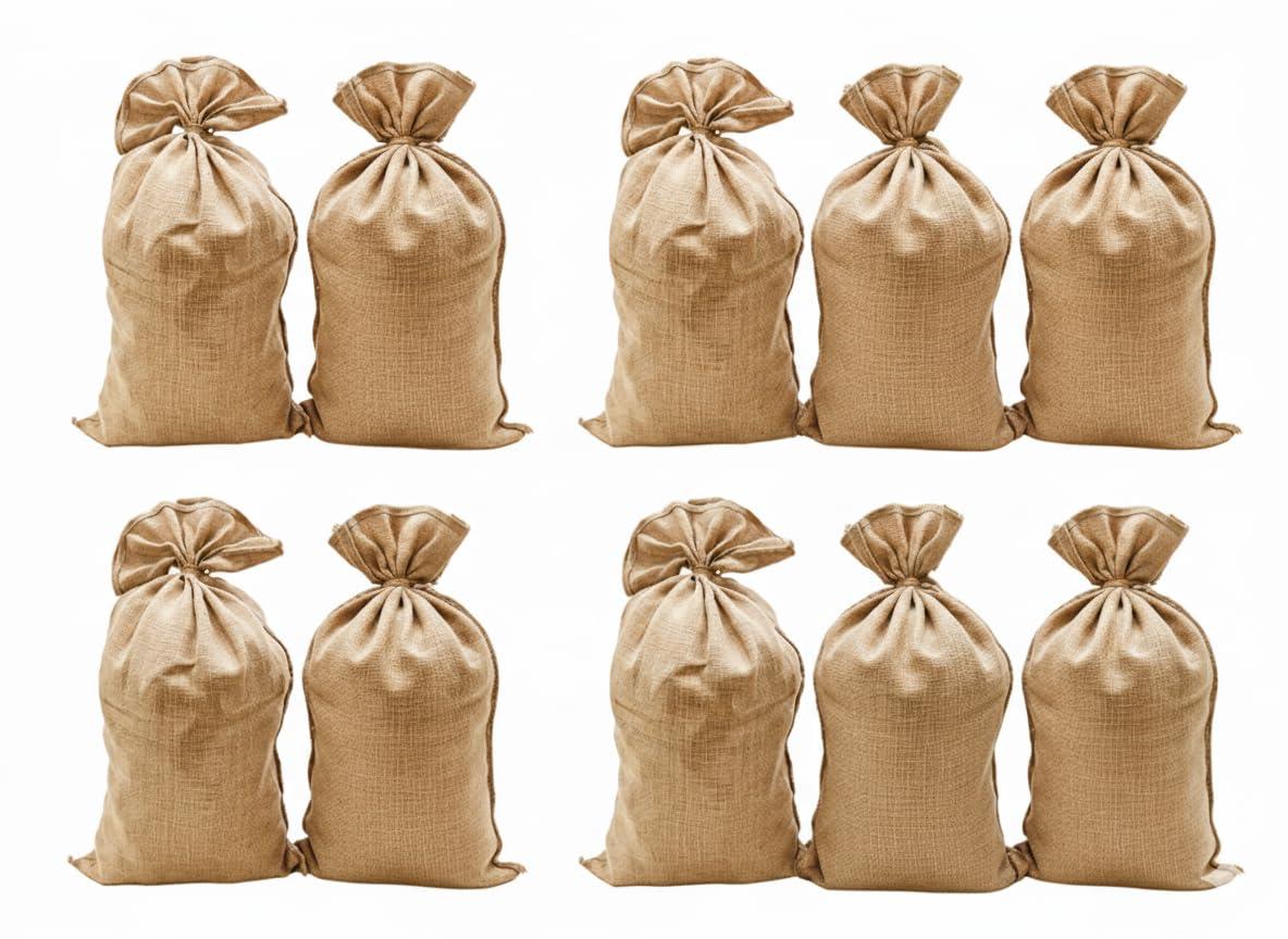 Jutemill 12 Pack Premium Large Burlap sack Bags | 24 x 40 inch New Coffee Bag | Potato Bag | Sack Race | Seed Preserve Sack | Natural Jute gunny-sacks made by 10 Ounce Burlap Fabric tight weaved