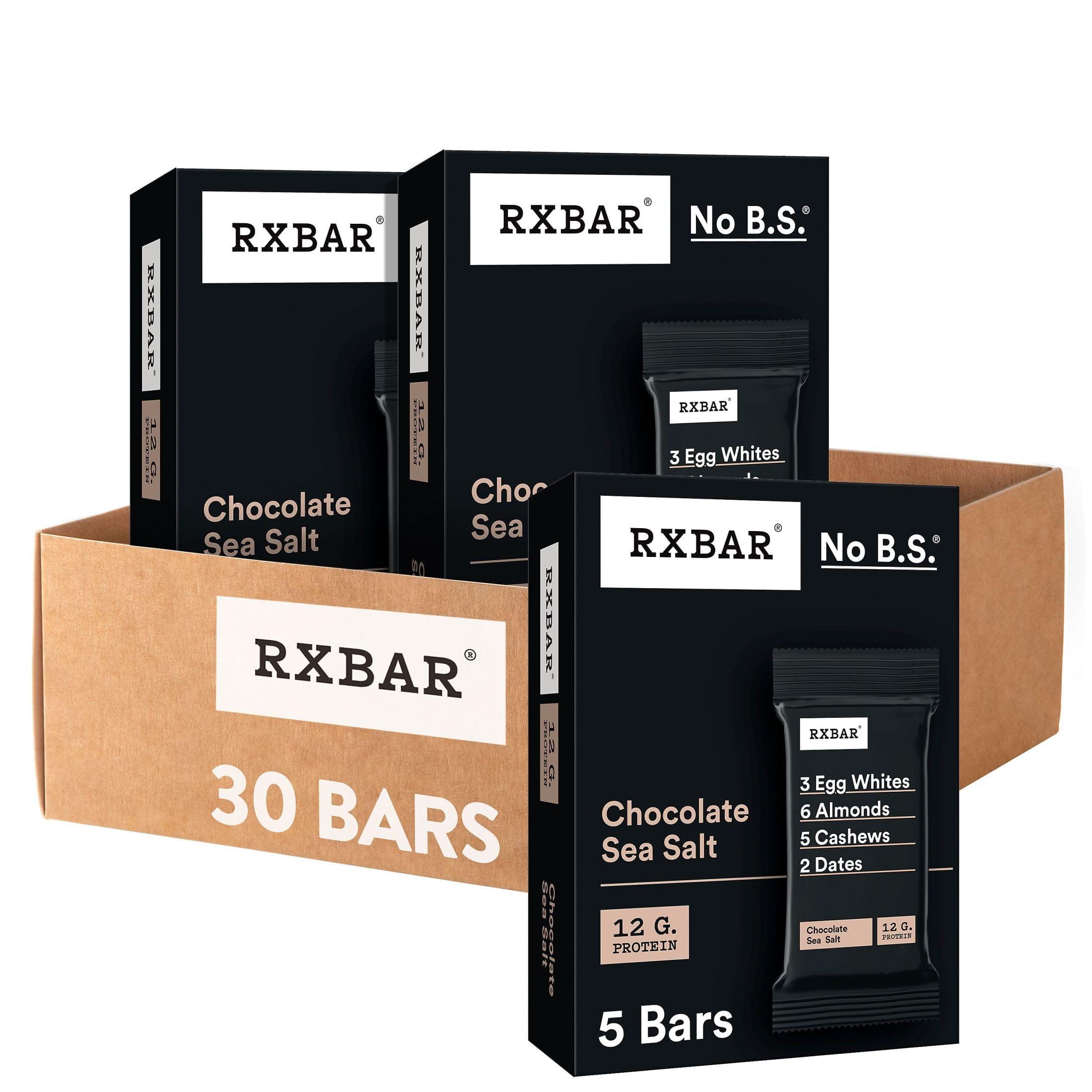 RXBAR RXBAR Protein Bars, 12g Protein, Gluten Free Snacks, Chocolate Sea Salt (6 Boxes, 30 Bars)