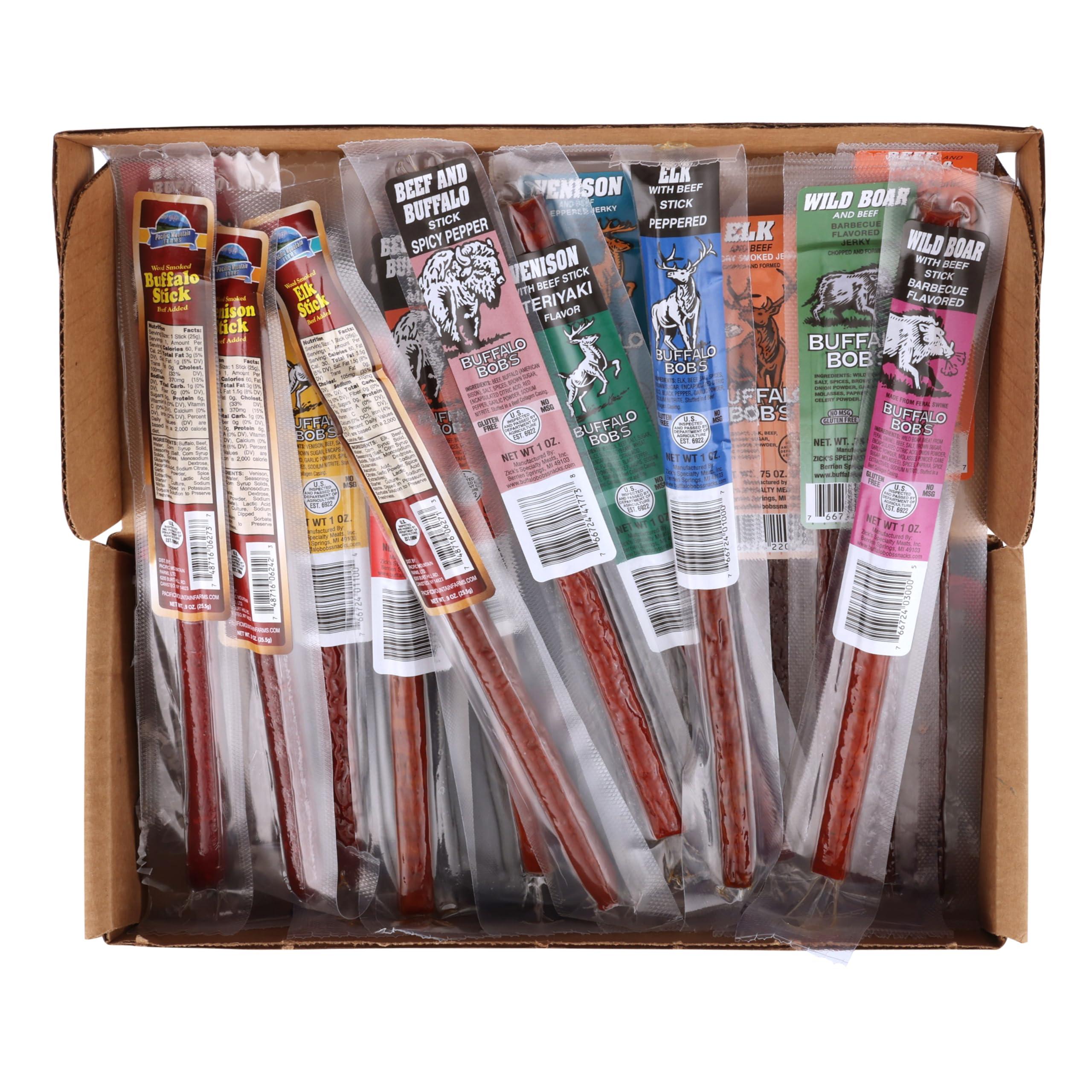Jerky Dynasty Jerky Dynasty Big Game 15-Piece Jerky Variety Pack - Assorted Meat Snack Box with Beef Jerky, Buffalo, Elk, Wild Boar, & More - Unique Present for Men or for Snack
