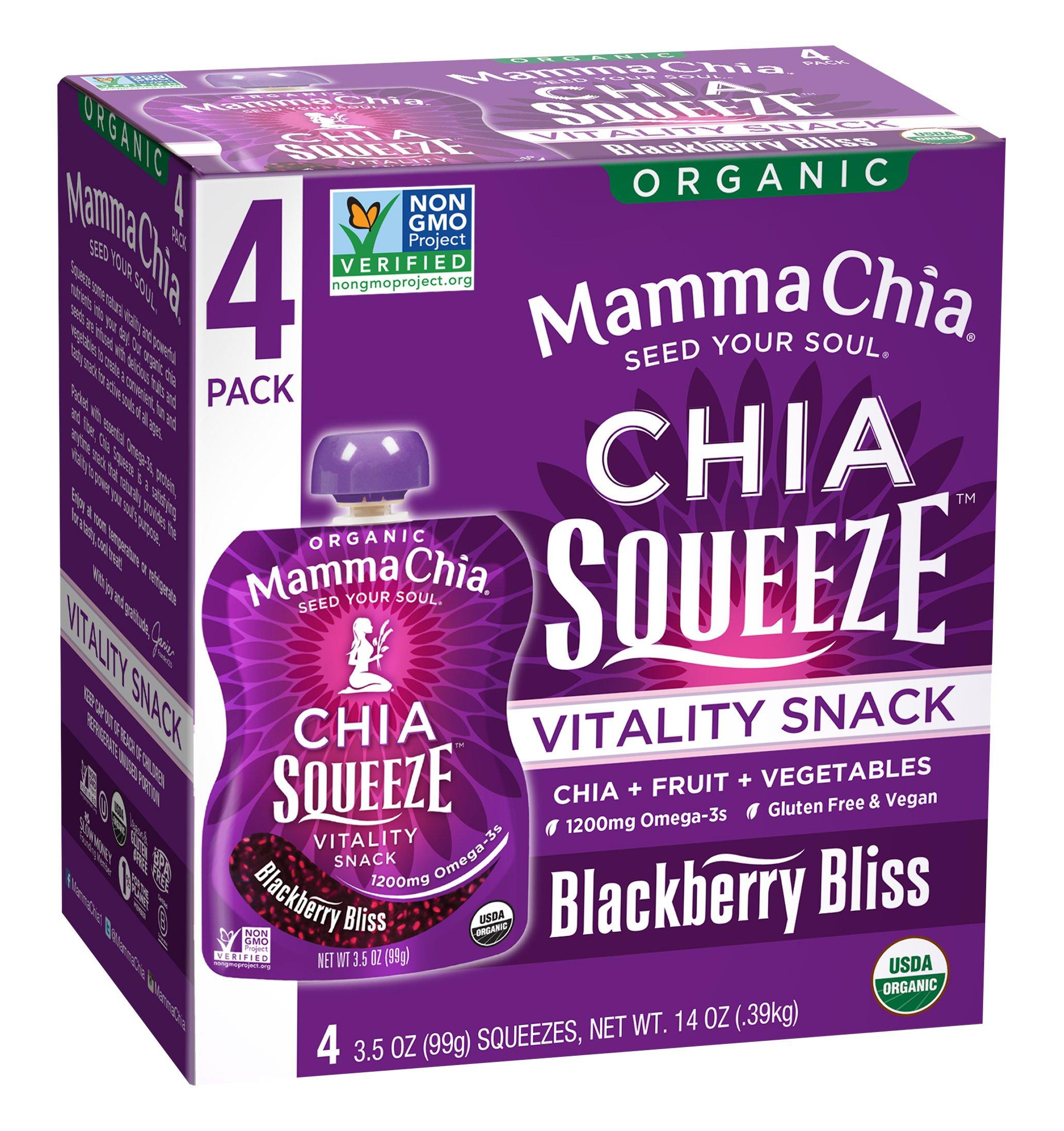 Mamma Chia Mamma Chia Organic Vitality Squeeze Snacks, Blackberry Bliss (24-pack) and Cherry Love (16-pack)