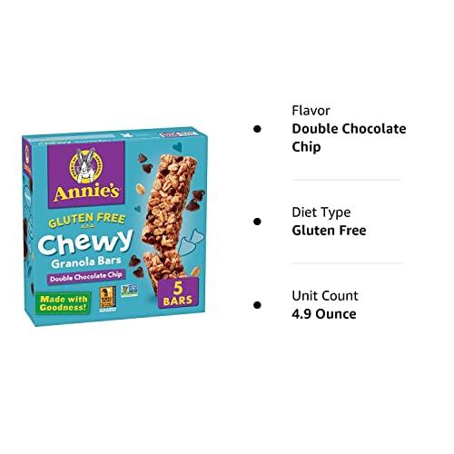 Annie's Homegrown Annie\'s Gluten Free Chewy Granola Bars, Double Chocolate Chip, 5 Bars, 4.9 oz.