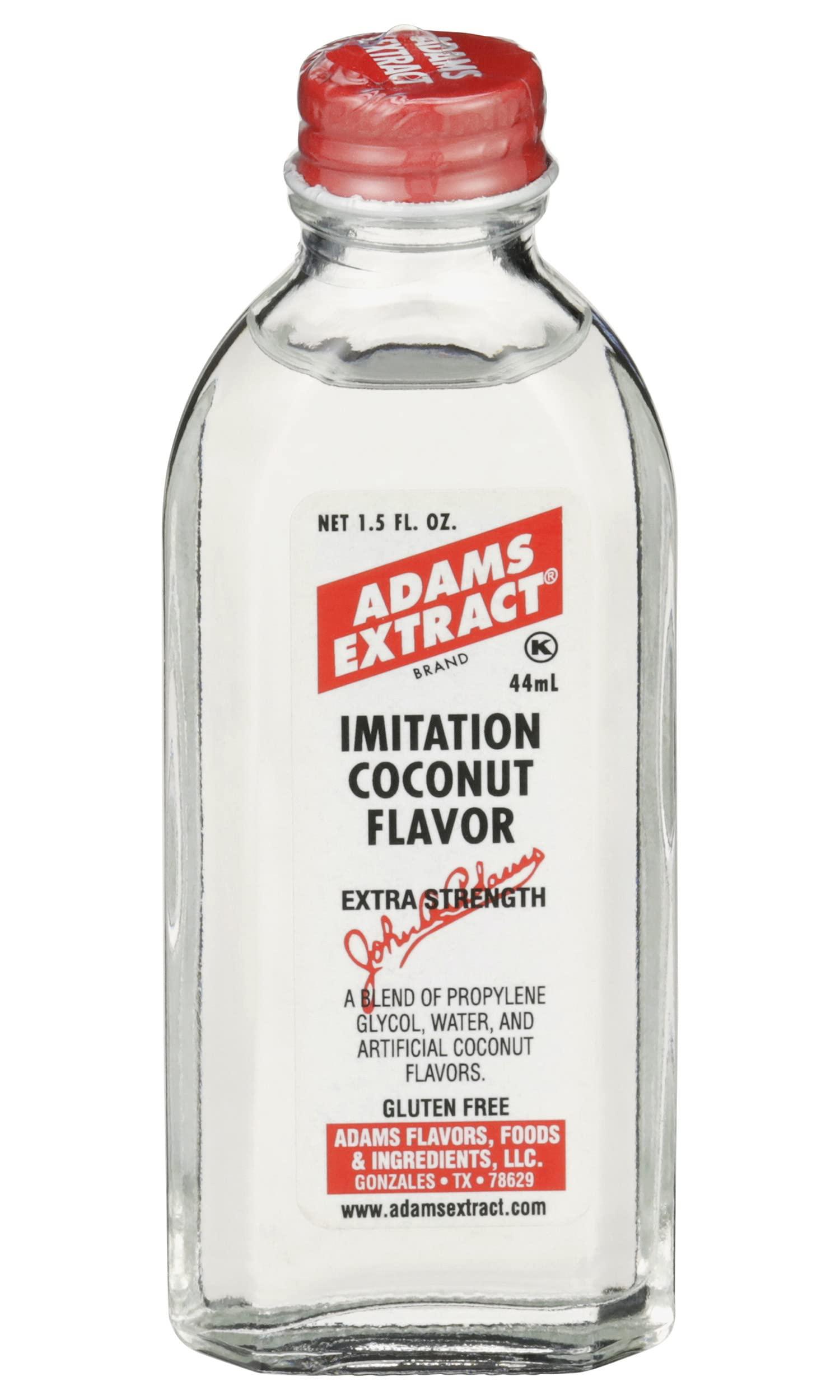Adams Extract Adams Extract Imitation Coconut Flavor, Extra Strength, Gluten Free, 1.5 FL OZ Glass Bottle (Pack of 1)