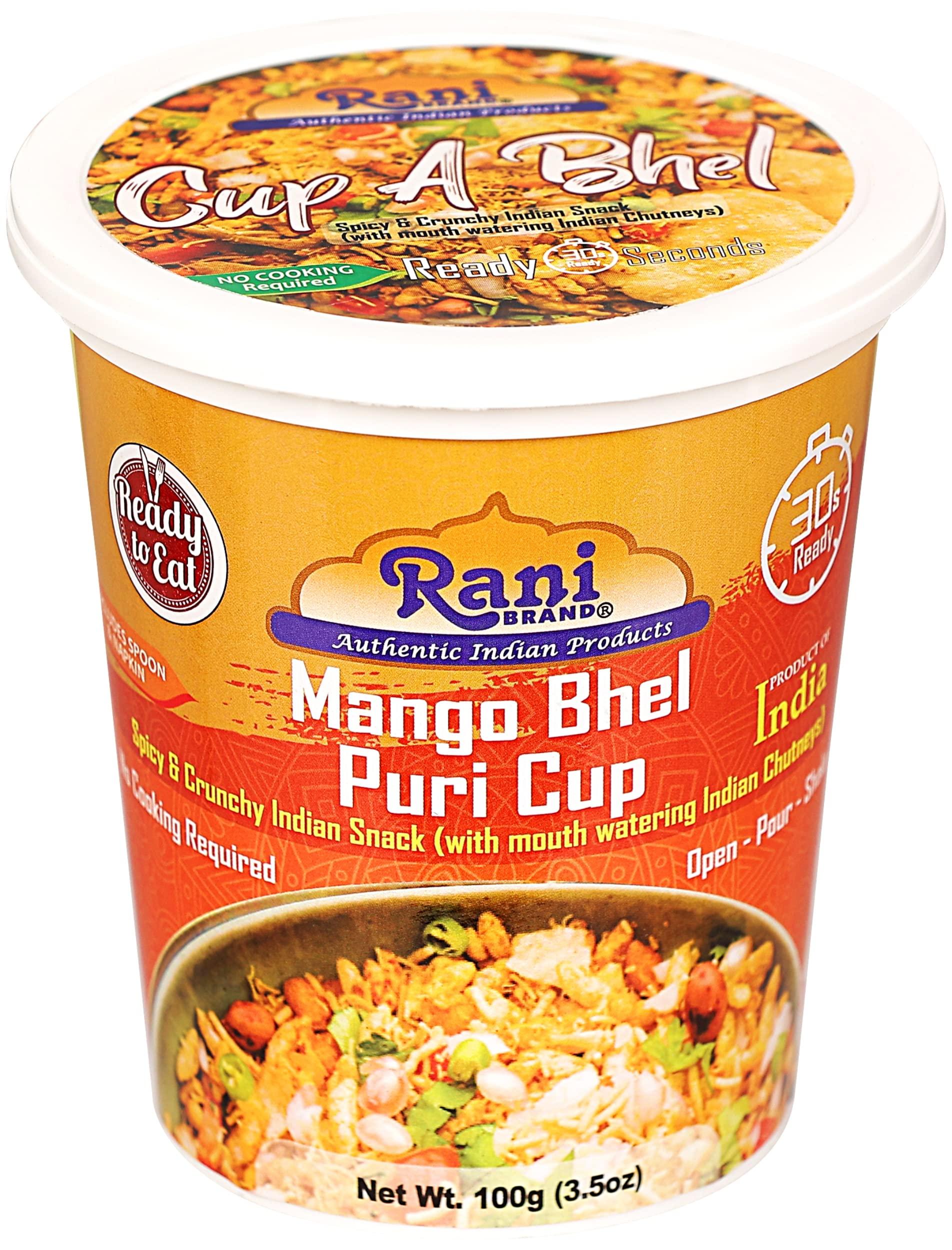 Rani Brand Authentic Indian Products Rani Bhel Puri Cups 5 Flavors-in-1 Set (Regular, Roasty, Mango, Schezuan, Pudina) 3.5oz (100g), Pack of 5 ~ Spicy & Crunchy Indian Snack | Ready to Eat | Vegan | NON-GMO | Indian Origin