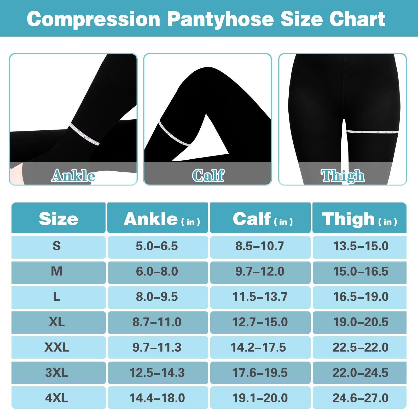 Ktinnead 20-30 mmHg Compression Pantyhose for Women, Open Toe Medical Compression Stockings, Waist High Opaque Compression Tights for Edema, Varicose Veins, Swelling, Pregnant, Teacher, Doctor