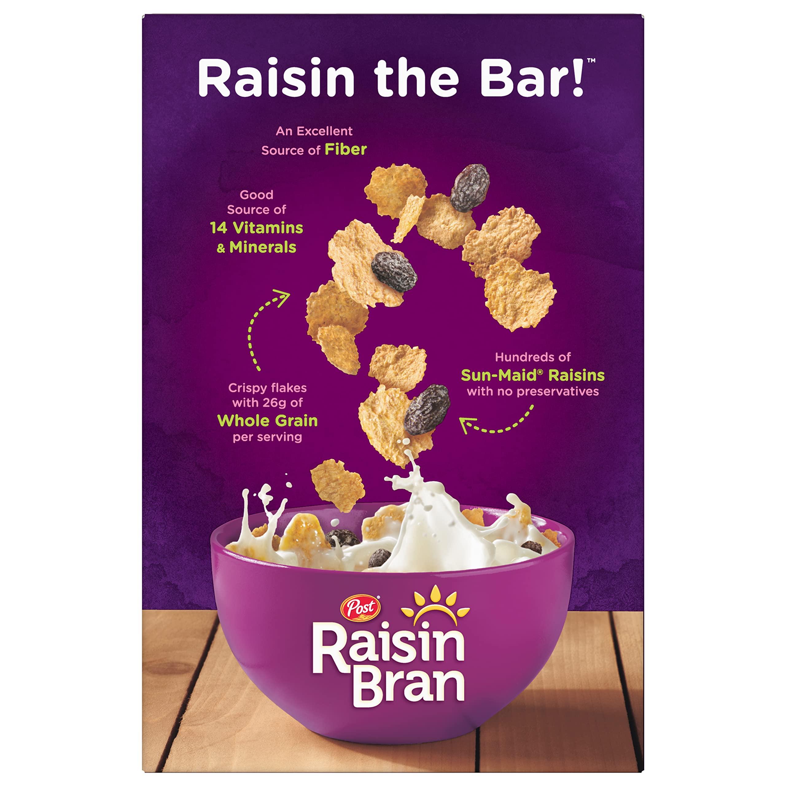 Post Post Raisin Bran, Whole Grain Wheat & Bran Breakfast Cereal, Kosher, 16.6 Ounce
