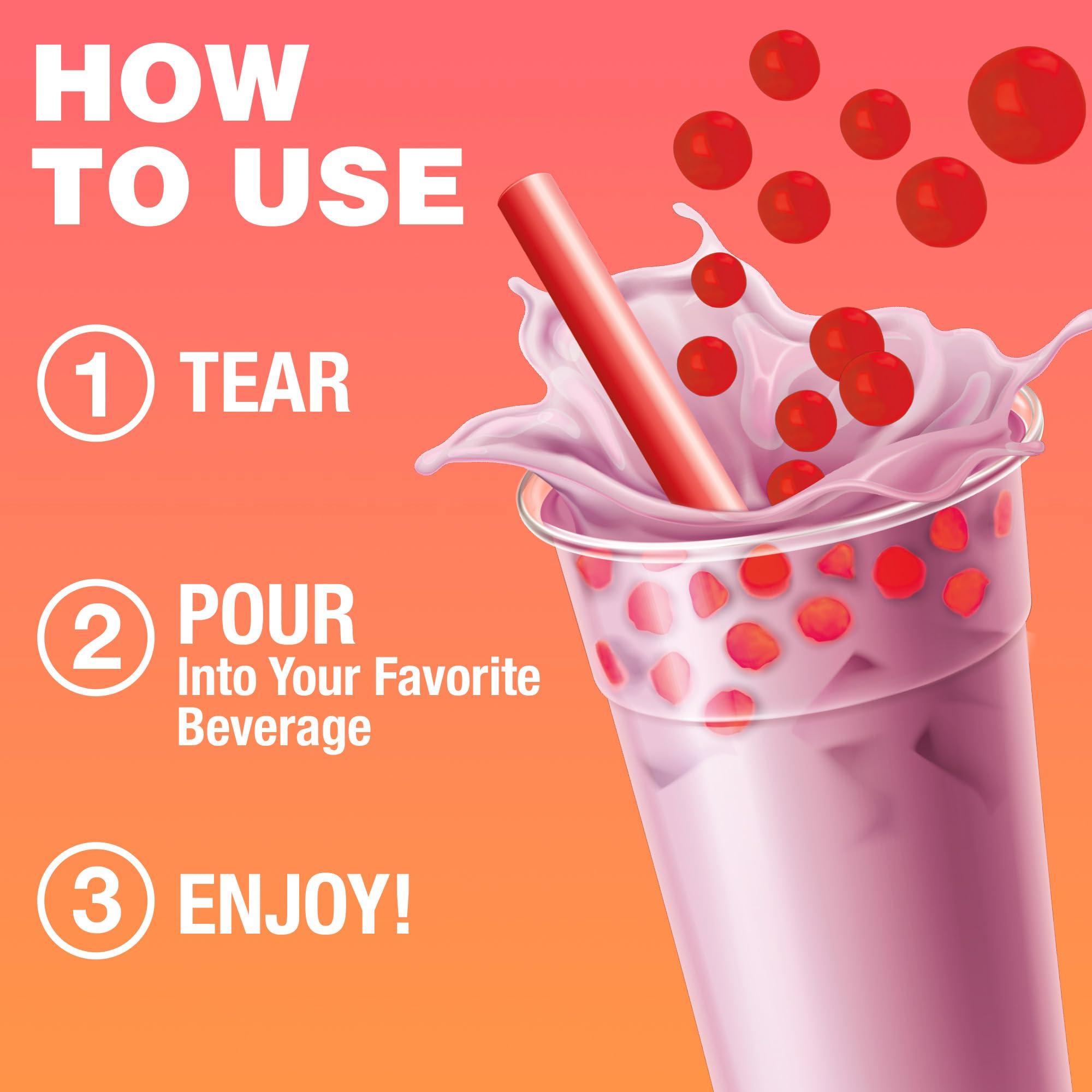 BOBAVIDA BOBAVIDA Dark Cherry Popping Boba - 10 Boba Packets with Straws for Drinks, Desserts & Food Toppings - Non-GMO Popping Boba Pearls