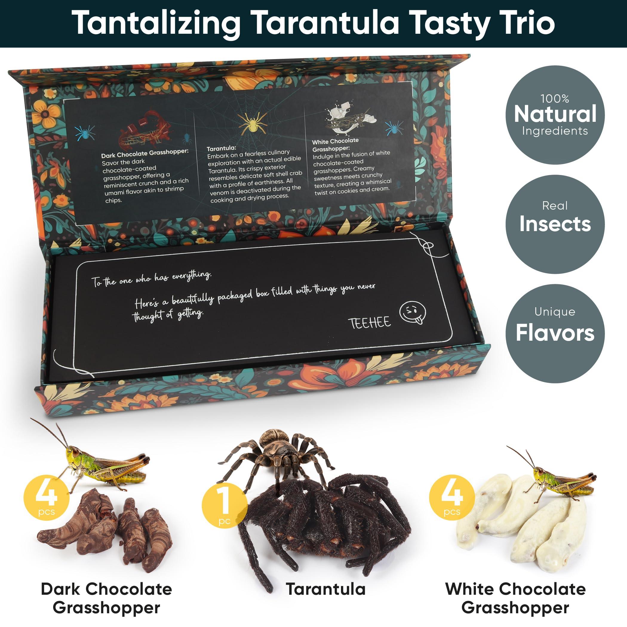 Insnacc White Elephant Gifts For Adults - 0.78 Ounce Real Edible Flavored Insects For Humans, Funny Birthday Gifts, Weird Gifts (Tarantula & Assorted Bugs, Box of 3)