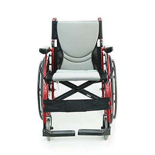 Karman Healthcare Karman S-Ergo 115 Ultra Lightweight Ergonomic Wheelchair, Fixed Release Rear Wheel Axle, 16" Seat Width in Red & Free Padded Swivel Seat Cushion + Black Wheelchair Seatbelt!