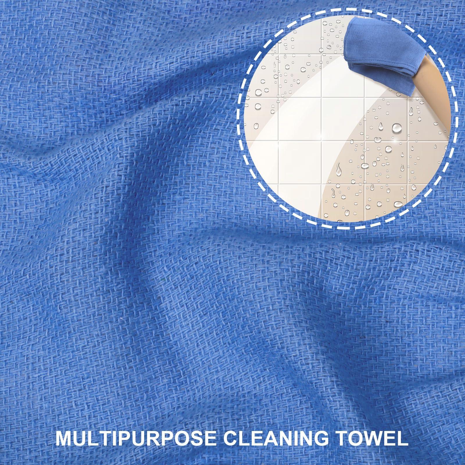 Toulite Toulite 100 Pcs Blue Surgical Huck Towels Bulk 24 x 17 Inches Cotton Cleaning Shop Towels Blue Shop Rags Absorbent Wiping Towels for Cleaning Shops Bars Hotel Industries Garage