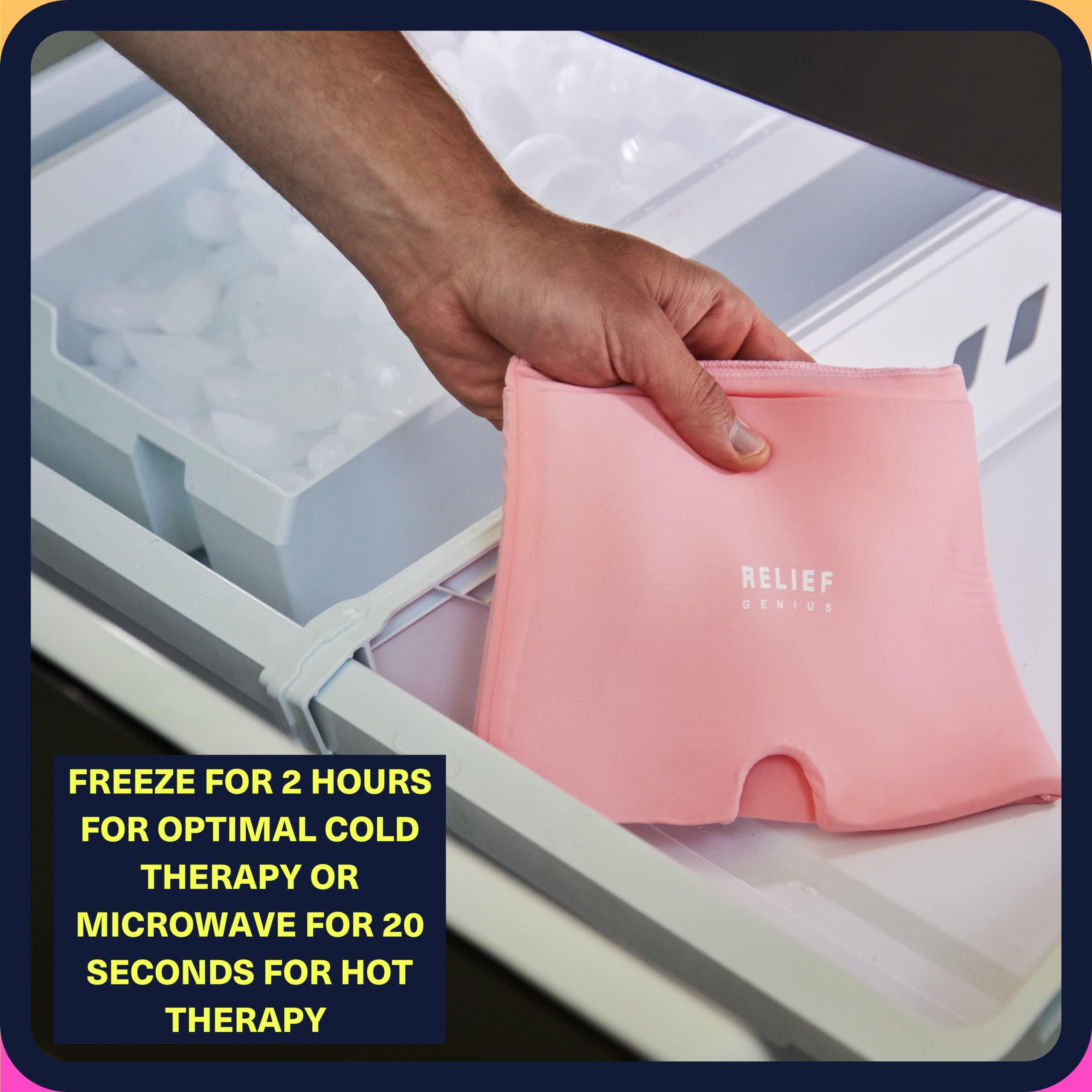 Relief Genius Relief Genius Migraine ice Head Cap - Headache Relief with Hot/Cold Gel Head Ice Pack with Face and Eye Headache Mask Compress (Pink)