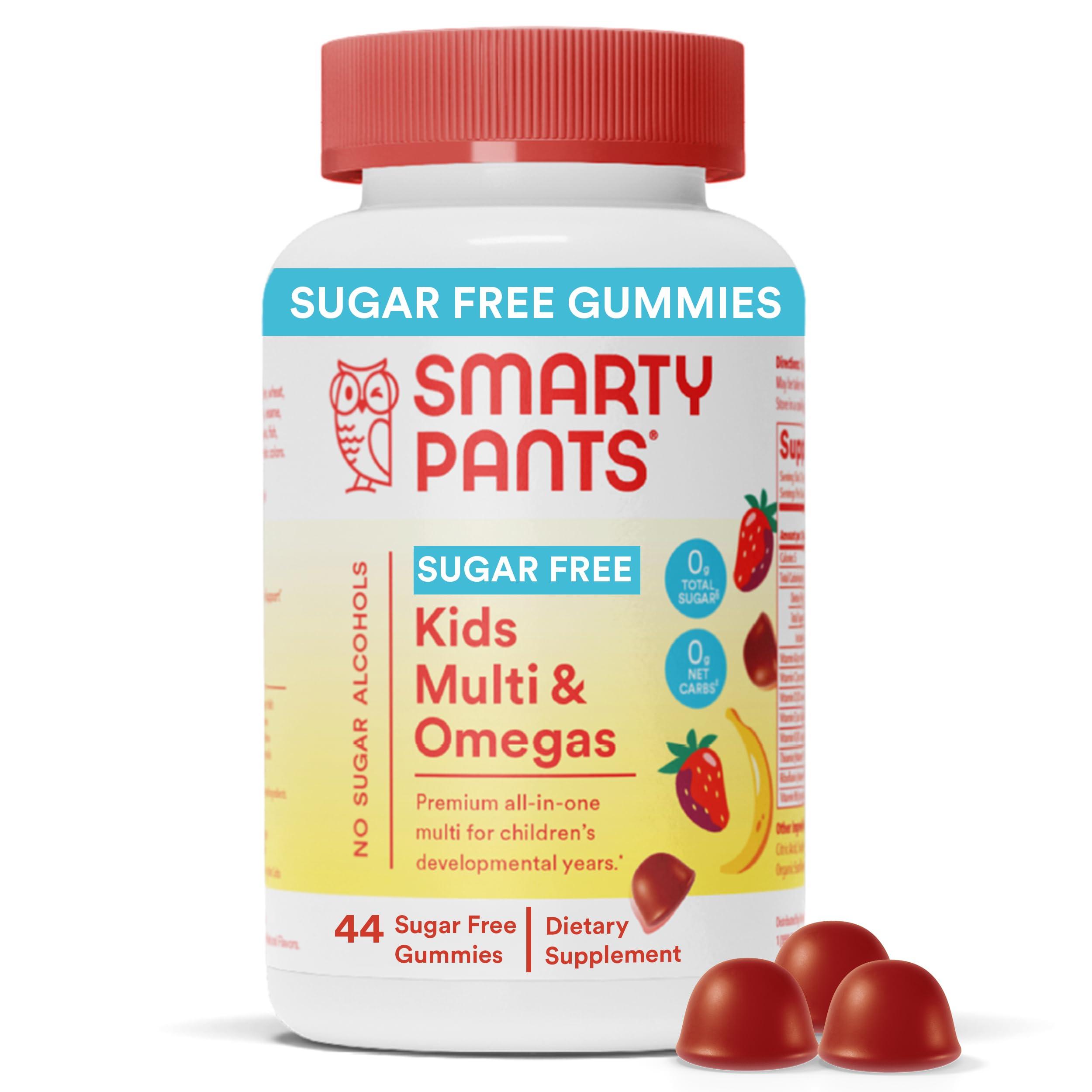 SmartyPants SmartyPants Kids Multivitamin Gummies, Sugar Free: Omega 3 (ALA), Vitamin D3, C, Vitamin B12, B6, A, K & Zinc for Immune Support, Biotin, Erythritol Free, Strawberry Banana, 44 Count (22 Day Supply)