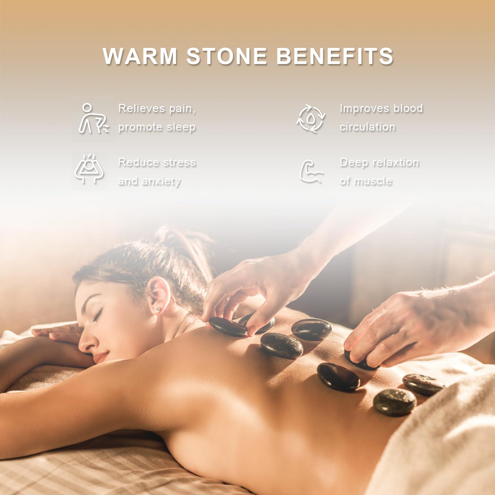 Goodtar Goodtar Hot Bamboo Massage Kit - Portable Massage Stone Warmer Bamboo Massage and Rocks w/Digital Temp Controller, Car Adapter (Duble-Sided Heating Black)