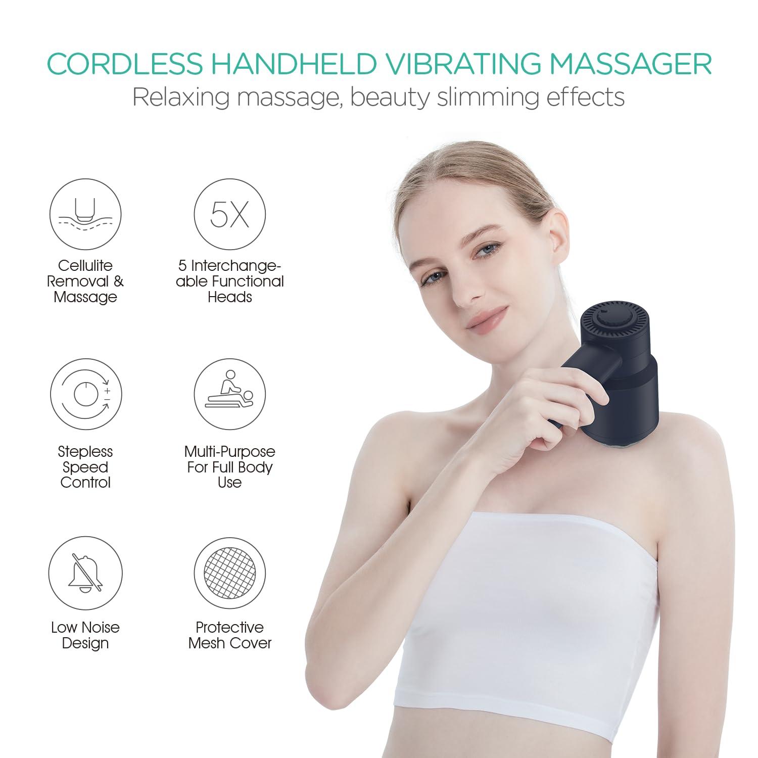 VOYOR-HEALTH VOYOR-HEALTH Handheld Cellulite Massager, Electric Cellulite Remover Body Sculpting Massager with 5 Replaceable Heads for Arm,Thigh,Calves, Cordless & Rechargeable Deep Tissue Massager CM410, Blue