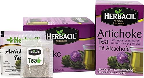 Herbacil Herbacil Artichoke Tea, Herbal Tea, Caffeine-Free, 2-pack of 25 tea bags per box (50 bags)