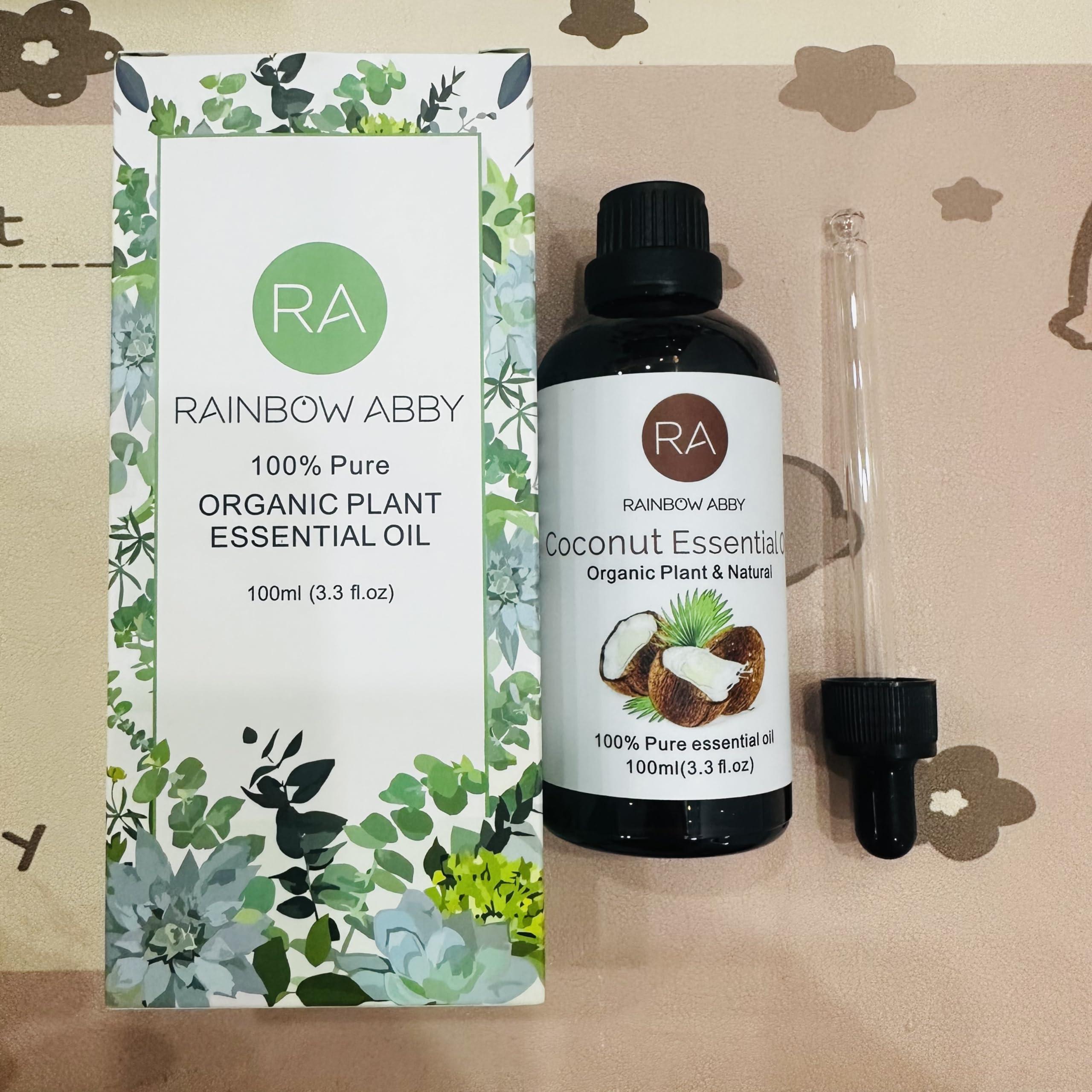 RAINBOW ABBY Coconut Essential Oil (100ML), 100% Pure Natural Organic Coconut Oil for Diffuser, Massage, Skin Care, Yoga