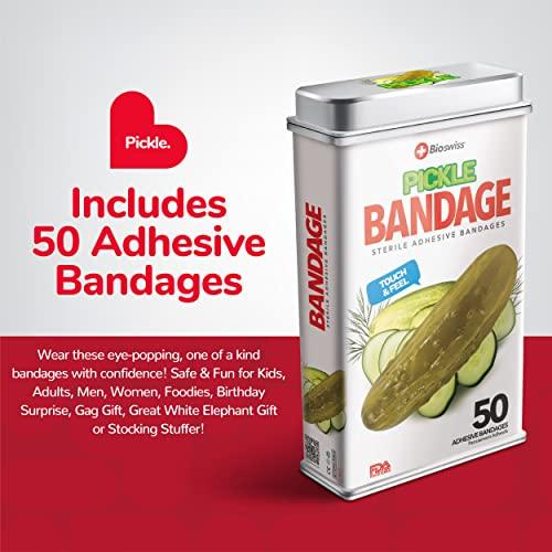 BioSwiss BioSwiss Bandages, Pickle Shaped Self Adhesive Bandages, Latex Free Sterile Wound Care, Fun First Aid Kit Supplies for Kids, 50 Count