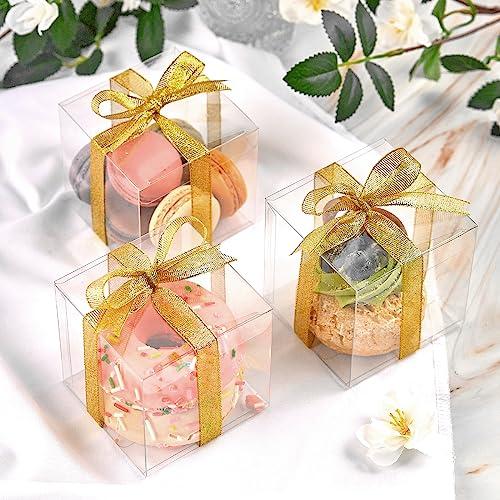 JOERSH JOERSH 3x3x3 Inches Clear Favor Boxes with Gift Ribbons 30 PCS Transparent Plastic Cube Party Favor Treat Boxes for Candy Individual Cupcake & Hot Cocoa Bomb Packaging Boxes