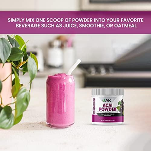AKI ORGANIC AKI Acai Powder | Nourish Your Body with Ideal Vitamins & Nutrients | Powder for Smoothies - Non-GMO, Vegan Friendly & Gluten Free (5.30 Oz / 150 g)