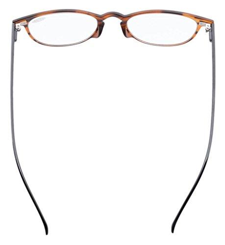 Eyekepper Eyekepper 4-Pack Round Full Coverage Ultrathin Flex Frame Reading Glasses Readers Amber Frame Black Arms+2.75