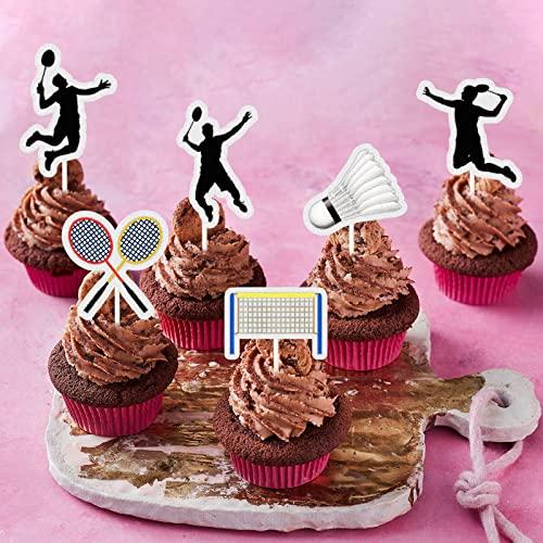 MEFENG MEFENG 18 Pcs Badminton Theme Cupcake Toppers badminton Lovers Party Supplies Sparkle Glitter Cake Decor,Sports Party Decorations- Birthday Cupcake Toppers