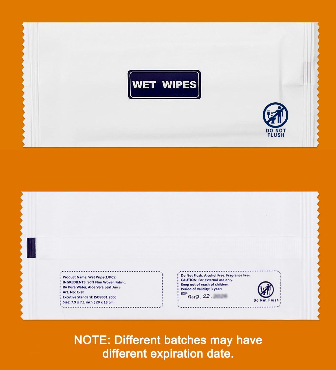 Gisdo 200 Pack Wet Wipes Individually Wrapped, Individual Hand Wipes, Unscented Travel Wipes, Clean Hands Quickly, Wet Wipes Bulk for Homeless, Suitable for Restaurant, Wedding, Barbecue, Blue